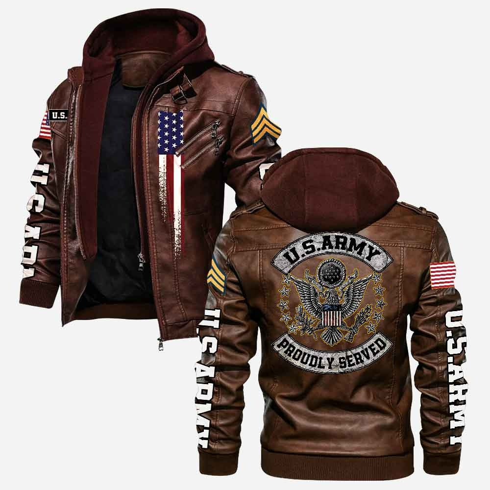 Premium Custom US Army Veteran Leather Jacket VPVC702148, Gifts For Army Veteran, Gifts On Father’s Day, Veterans Day