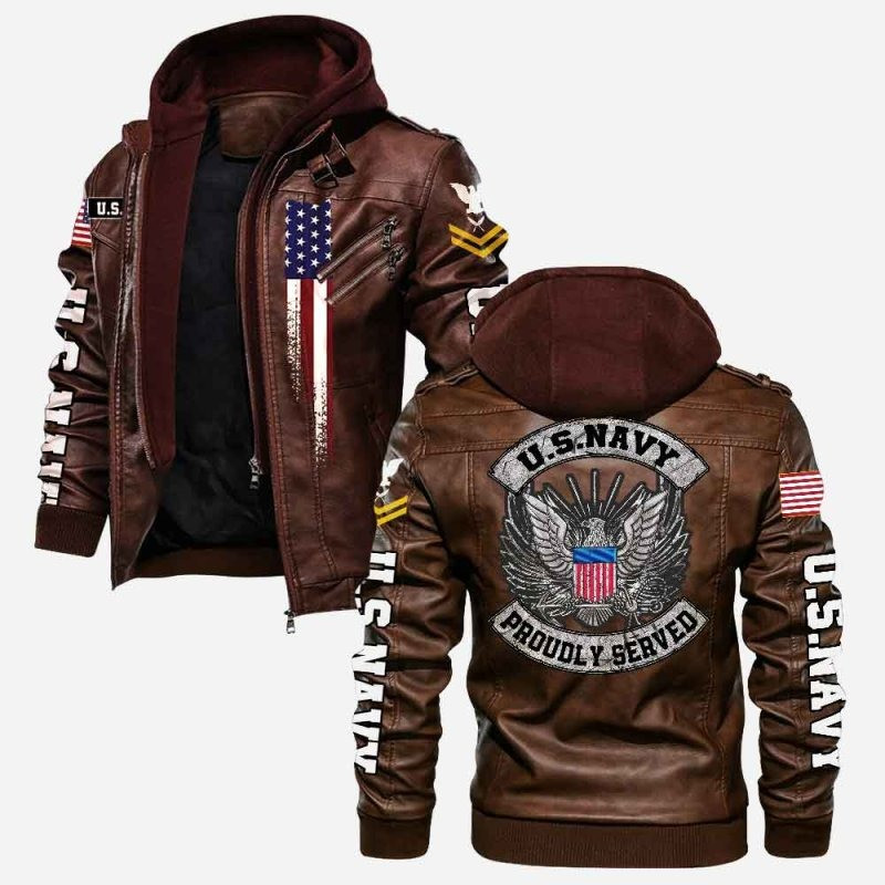 Premium Custom US Navy Veteran Leather Jacket VPVC702154, Gifts For Navy Veteran, Gifts On Father’s Day, Veterans Day