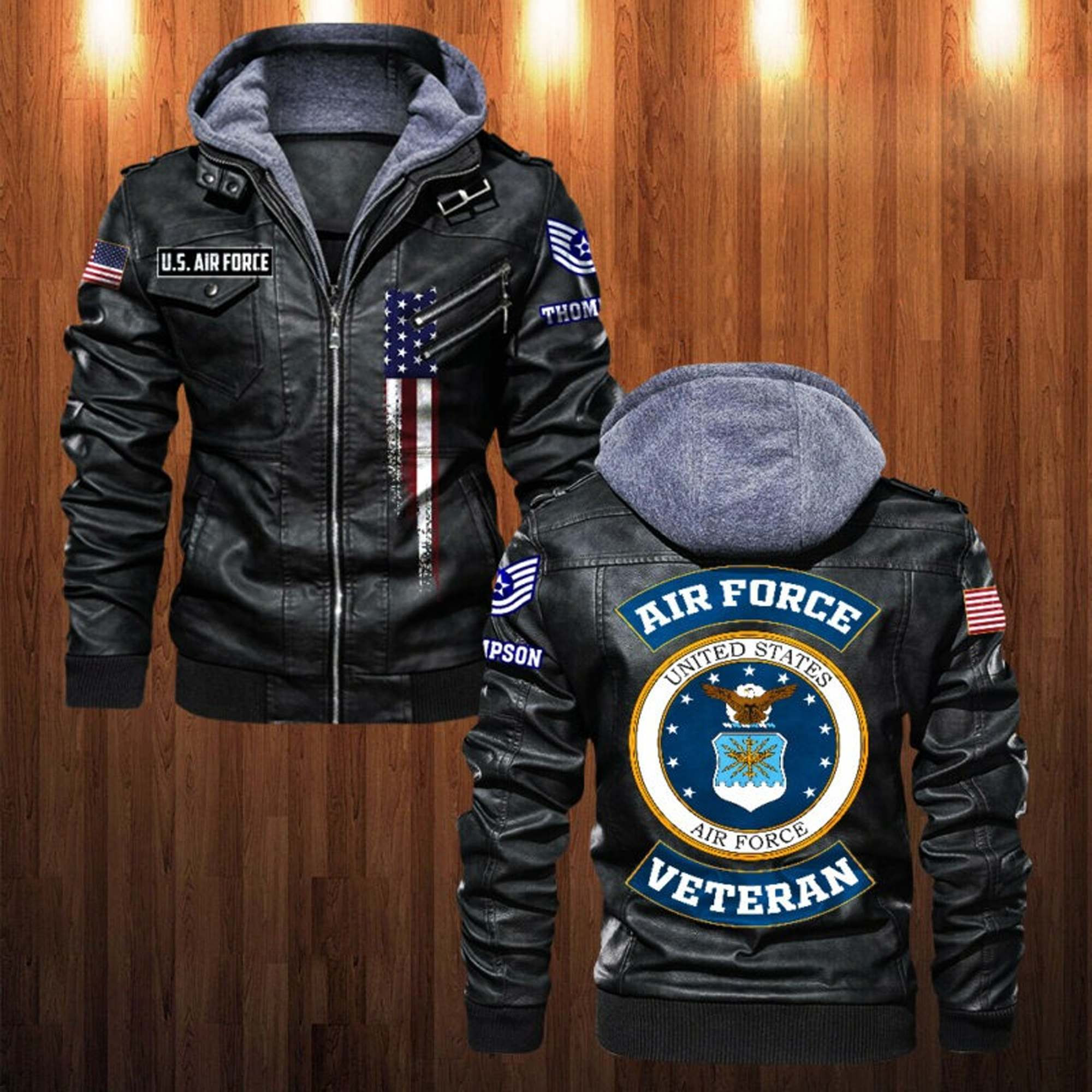 Premium Custom USAF Veteran Leather Jacket VPVC702151, Gifts For Air Force Veteran, Gifts On Father’s Day, Veterans Day