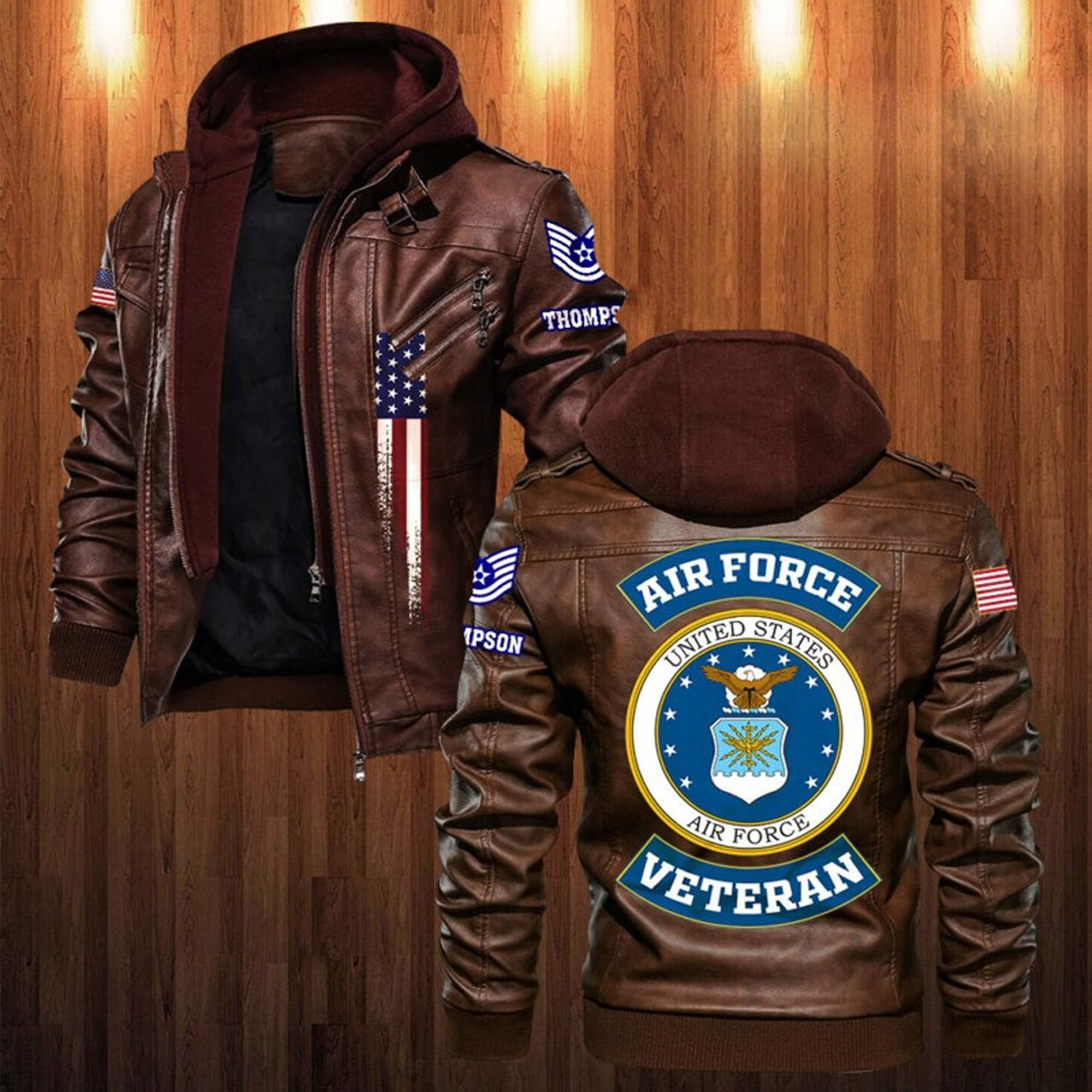 Premium Custom USAF Veteran Leather Jacket VPVC702152, Gifts For Air Force Veteran, Gifts On Father’s Day, Veterans Day