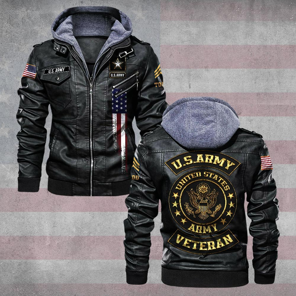 Premium Custom US Army Veteran Leather Jacket VPVC702155, Gifts For Army Veteran, Gifts On Father’s Day, Veterans Day