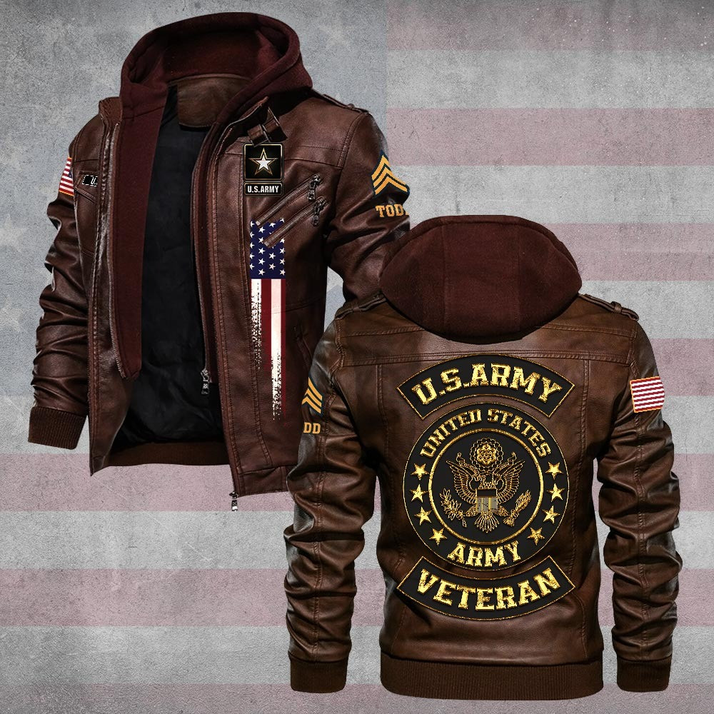 Premium Custom US Army Veteran Leather Jacket VPVC702156, Gifts For Army Veteran, Gifts On Father’s Day, Veterans Day
