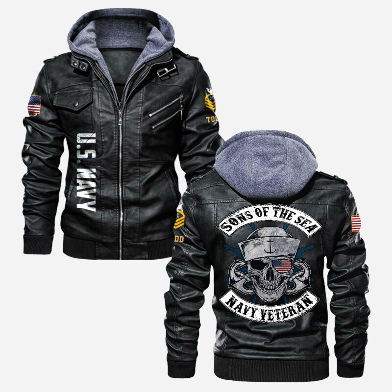 Premium Custom US Navy Veteran Leather Jacket VPVC702157, Gifts For Navy Veteran, Gifts On Father’s Day, Veterans Day