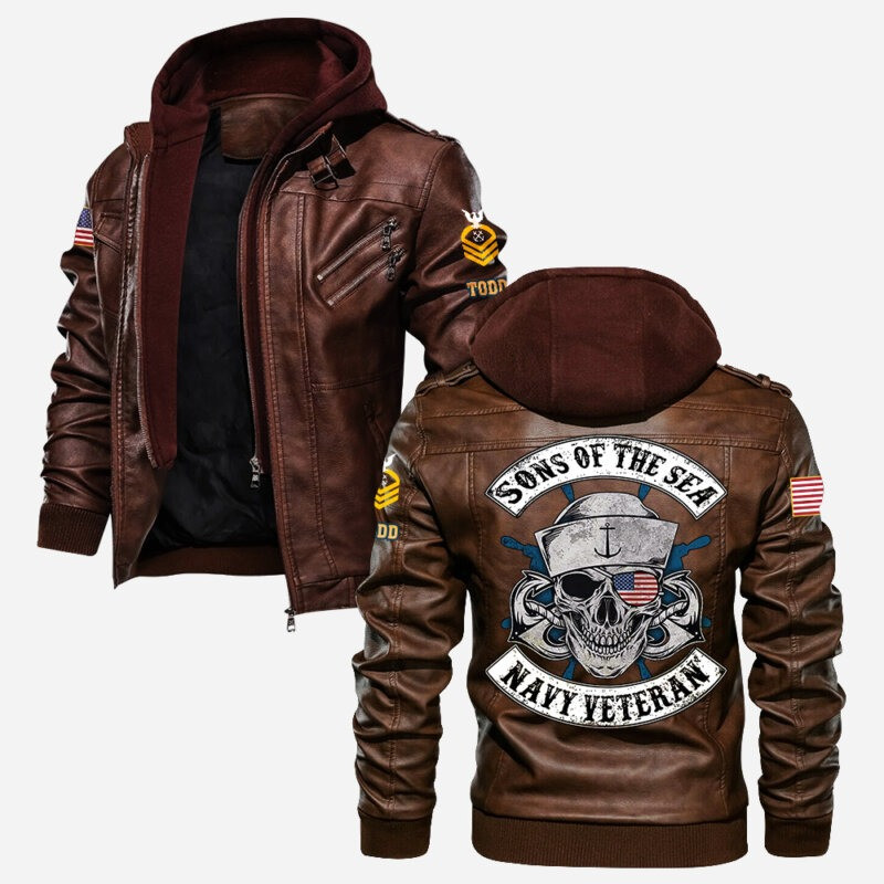 Premium Custom US Navy Veteran Leather Jacket VPVC702158, Gifts For Navy Veteran, Gifts On Father’s Day, Veterans Day