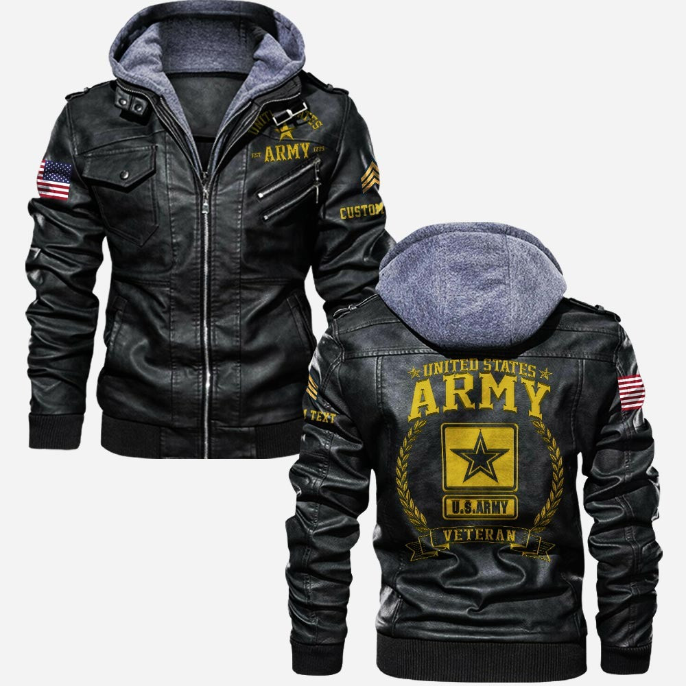Premium Custom Unit US Army Veteran Leather Jacket VPVC702163, Gifts For Army Veteran, Gifts On Father’s Day, Veterans Day