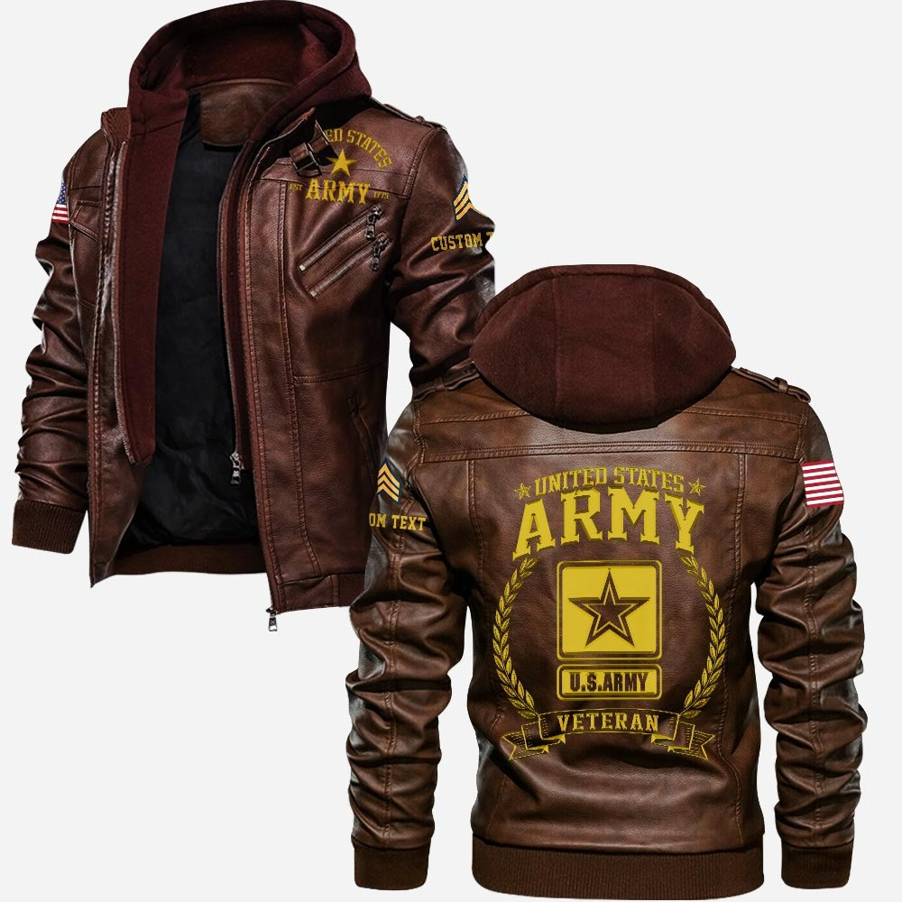 Premium Custom US Army Veteran Leather Jacket VPVC702164, Gifts For Army Veteran, Gifts On Father’s Day, Veterans Day