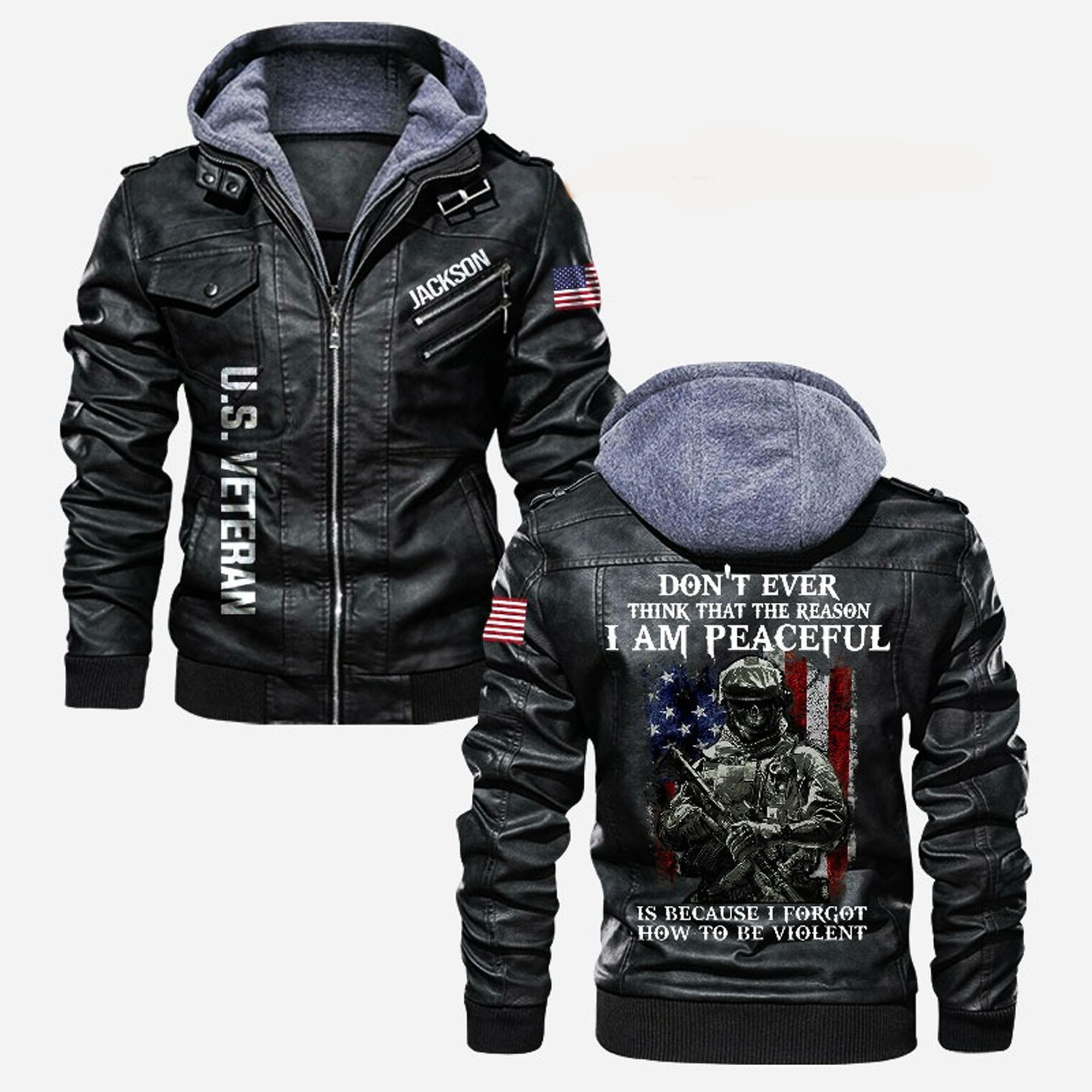 Premium Custom US Veteran Leather Jacket VPVC702169, Gifts For US Veteran, Gifts On Father’s Day, Veterans Day