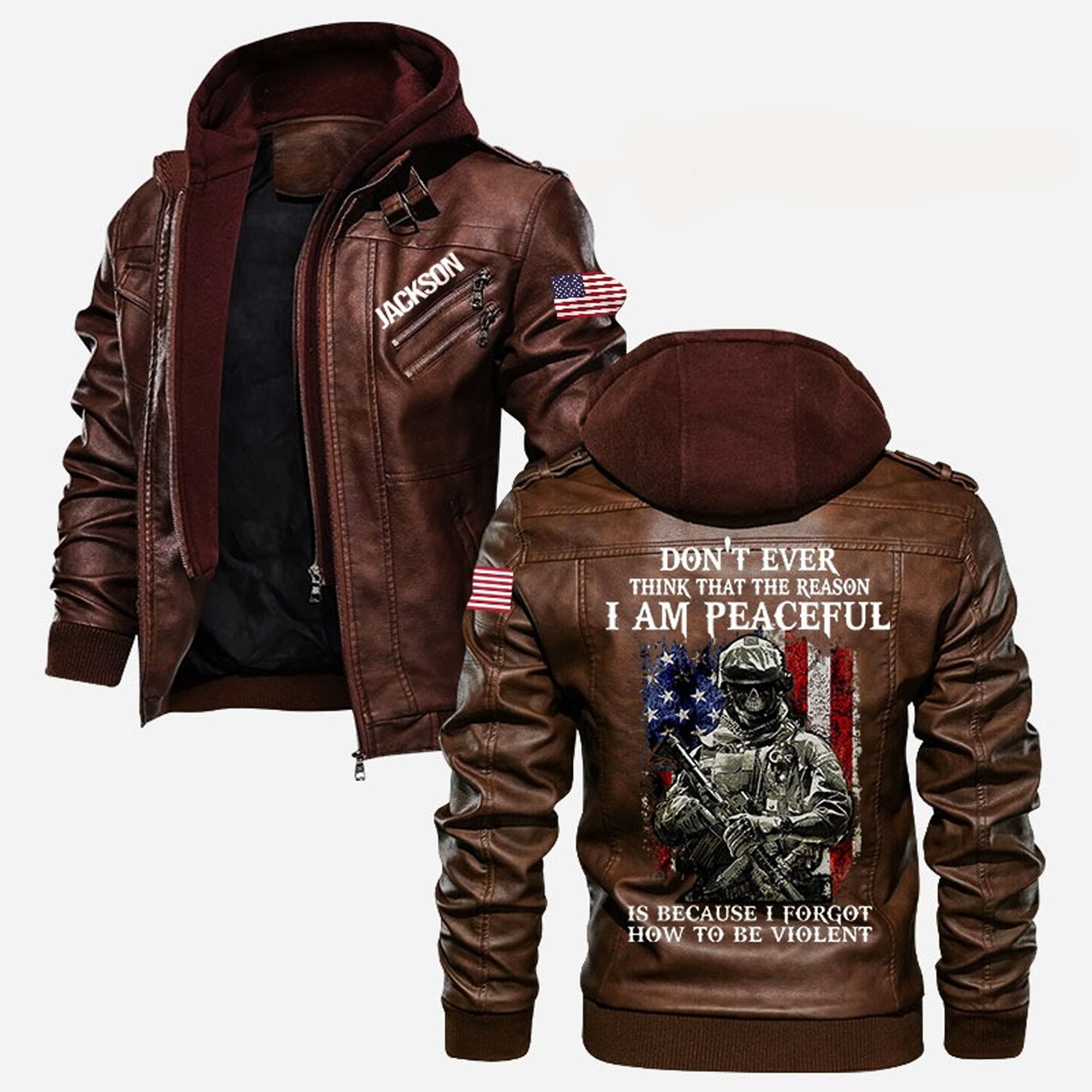 Premium Custom US Veteran Leather Jacket VPVC702170, Gifts For US Veteran, Gifts On Father’s Day, Veterans Day