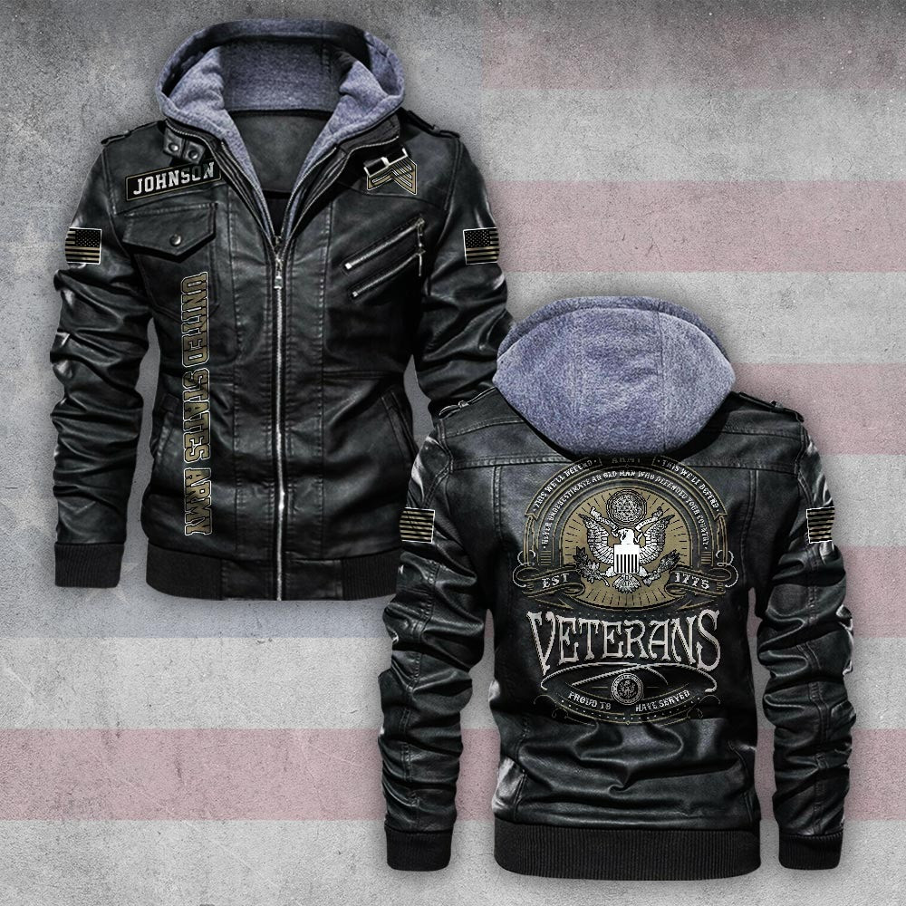 Premium Custom US Veteran Leather Jacket VPVC702171, Gifts For US Veteran, Gifts On Father’s Day, Veterans Day