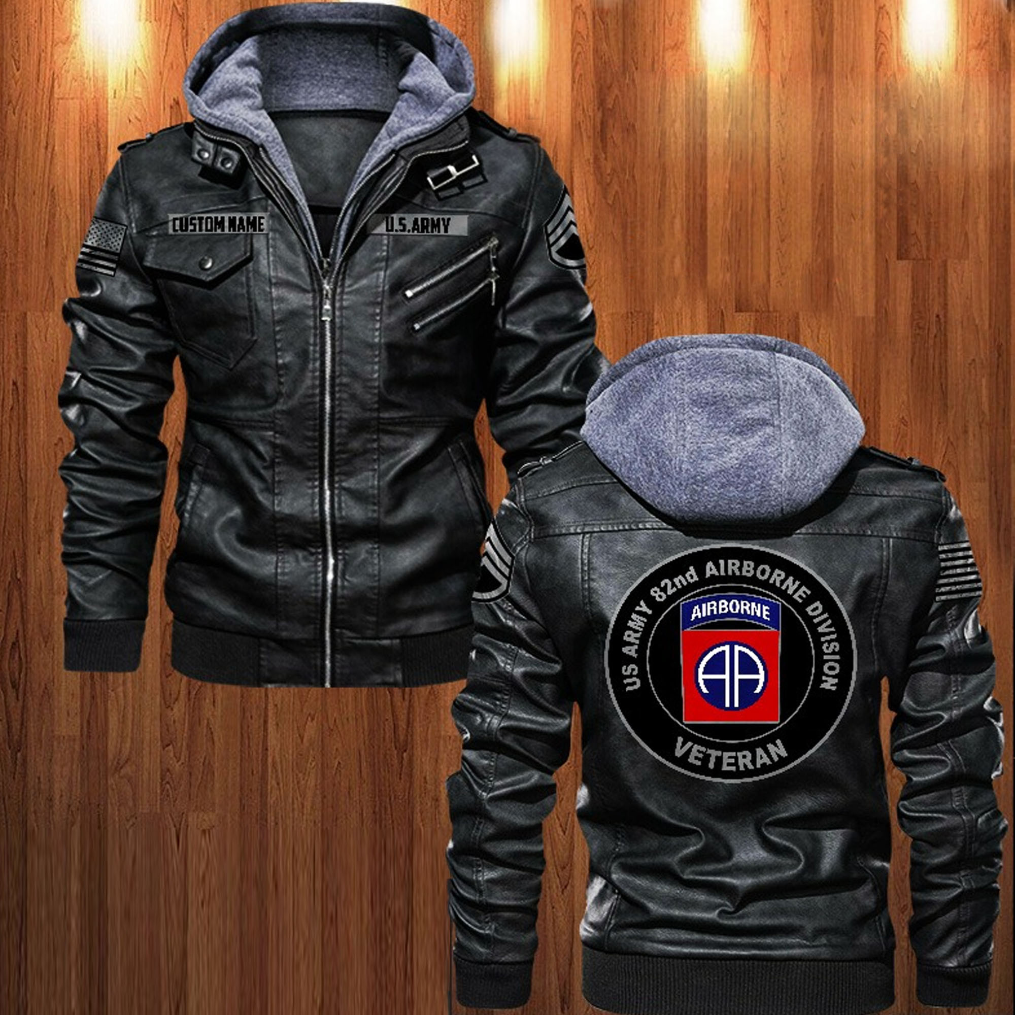 Premium Custom Unit US Army Leather Jacket VPVC702173, Gifts For Army Veteran, Gifts On Father’s Day, Veterans Day