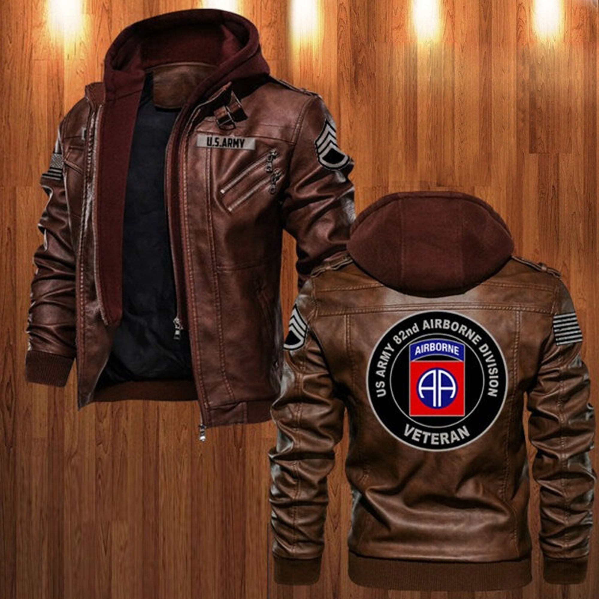 Premium Custom Unit US Army Leather Jacket VPVC702174, Gifts For Army Veteran, Gifts On Father’s Day, Veterans Day