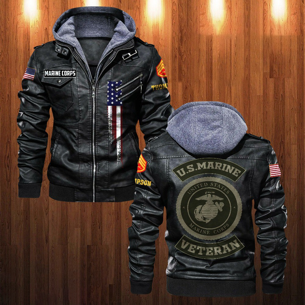 Premium Custom USMC Leather Jacket VPVC702177, Gifts For Marine Veteran, Gifts On Father’s Day, Veterans Day
