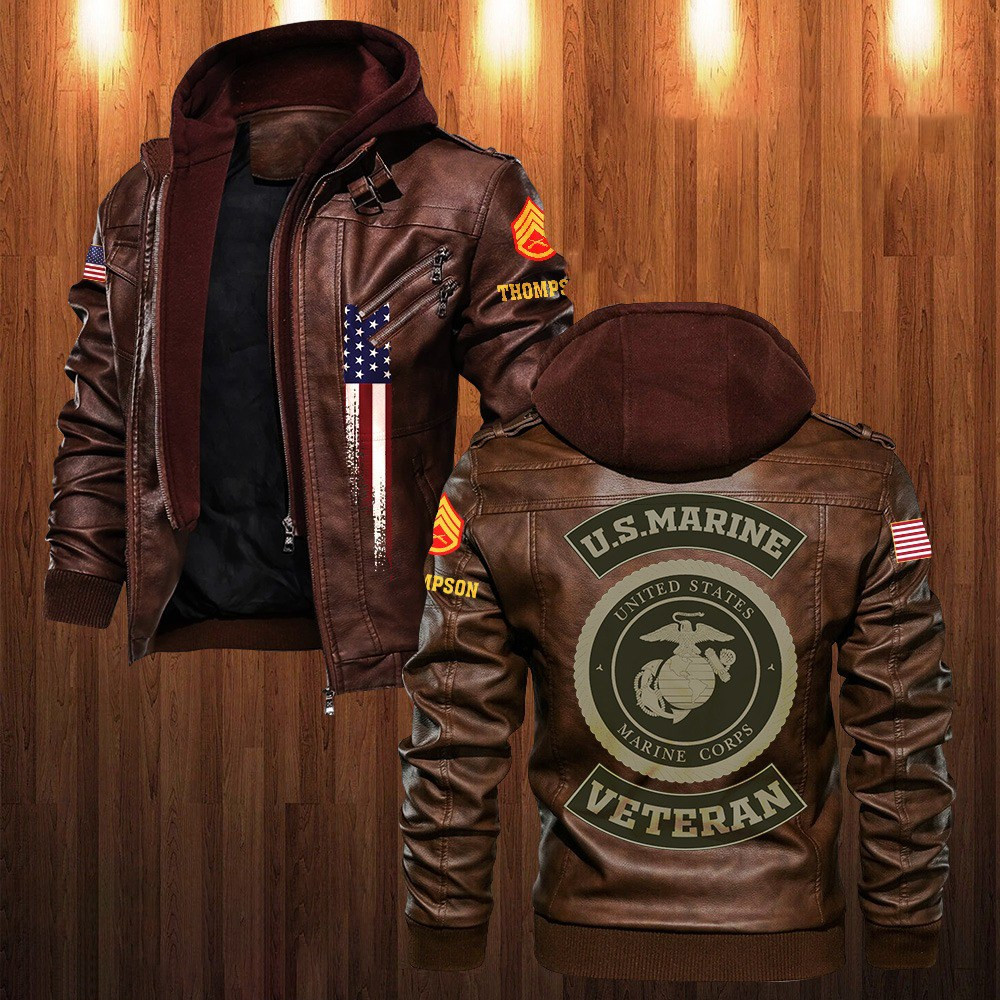 Premium Custom USMC Leather Jacket VPVC702178, Gifts For Marine Veteran, Gifts On Father’s Day, Veterans Day