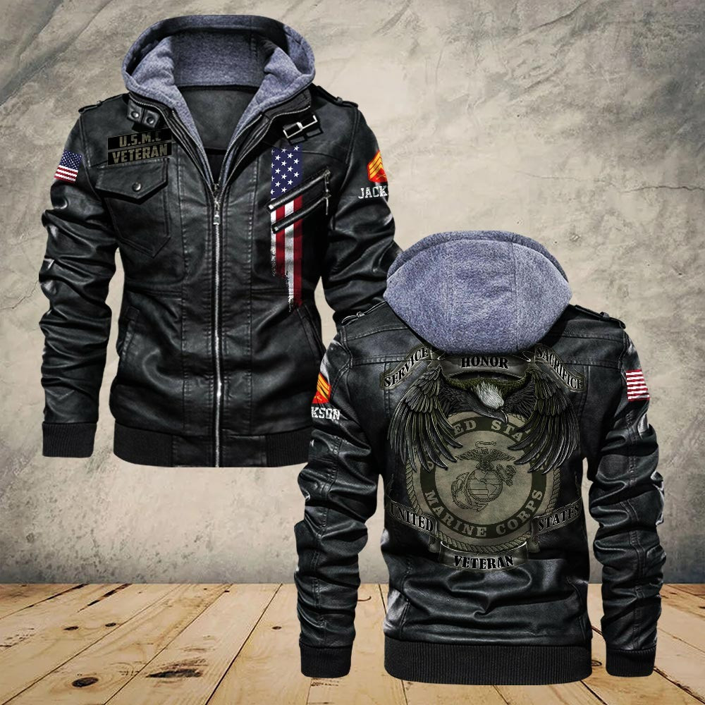 Premium Custom USMC Leather Jacket VPVC702181, Gifts For Marine Veteran, Gifts On Father’s Day, Veterans Day