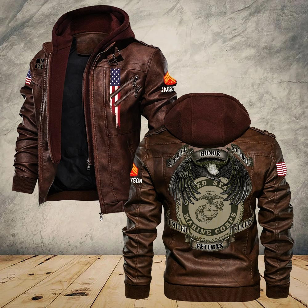 Premium Custom USMC Leather Jacket VPVC702182, Gifts For Marine Veteran, Gifts On Father’s Day, Veterans Day