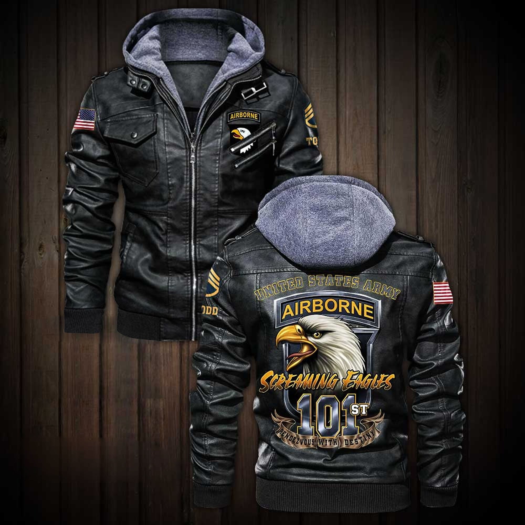 Premium Custom US Army 101st Airborne Division Leather Jacket VPVC702185, Gifts For Army Veteran, Gifts On Father’s Day, Veterans Day