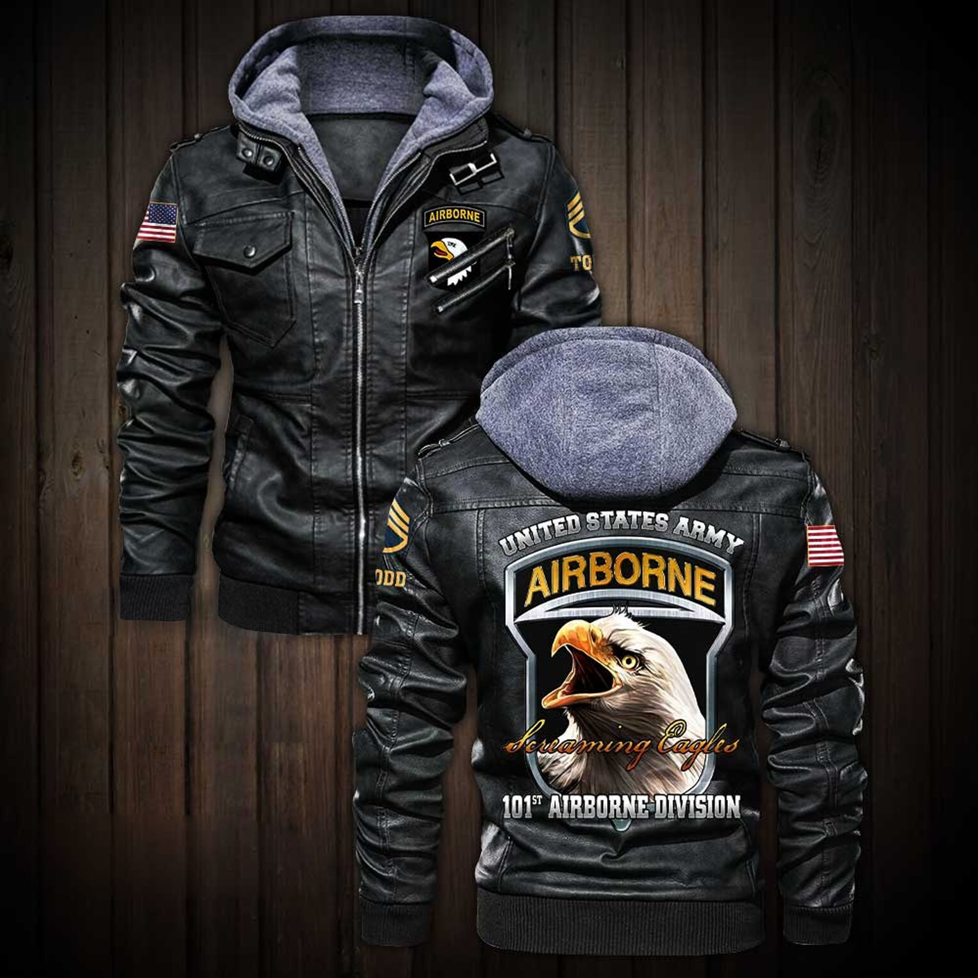 Premium Custom US Army 101st Airborne Division Leather Jacket VPVC702186, Gifts For Army Veteran, Gifts On Father’s Day, Veterans Day