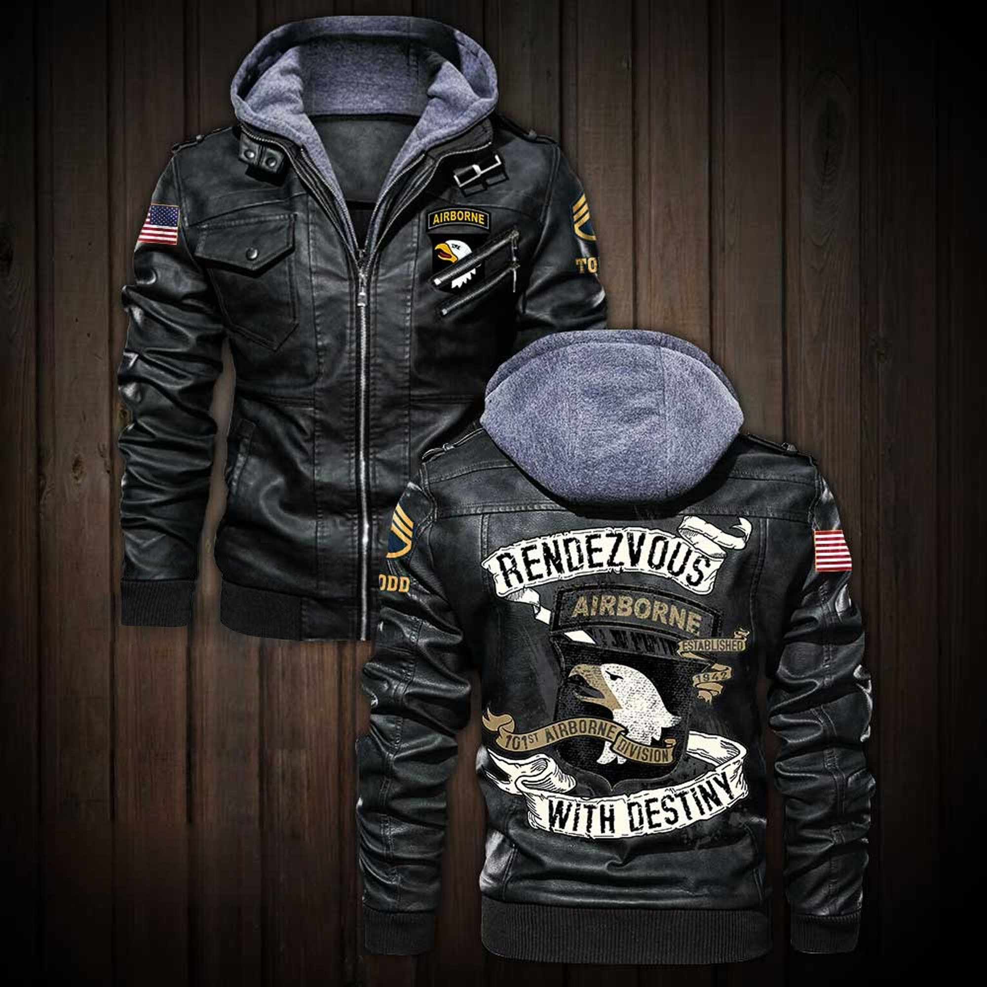 Premium Custom US Army 101st Airborne Division Leather Jacket VPVC702187, Gifts For Army Veteran, Gifts On Father’s Day, Veterans Day