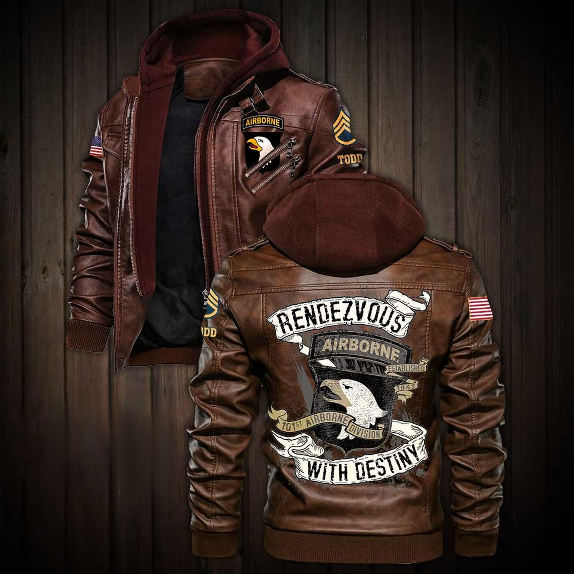Premium Custom US Army 101st Airborne Division Leather Jacket VPVC702190, Gifts For Army Veteran, Gifts On Father’s Day, Veterans Day