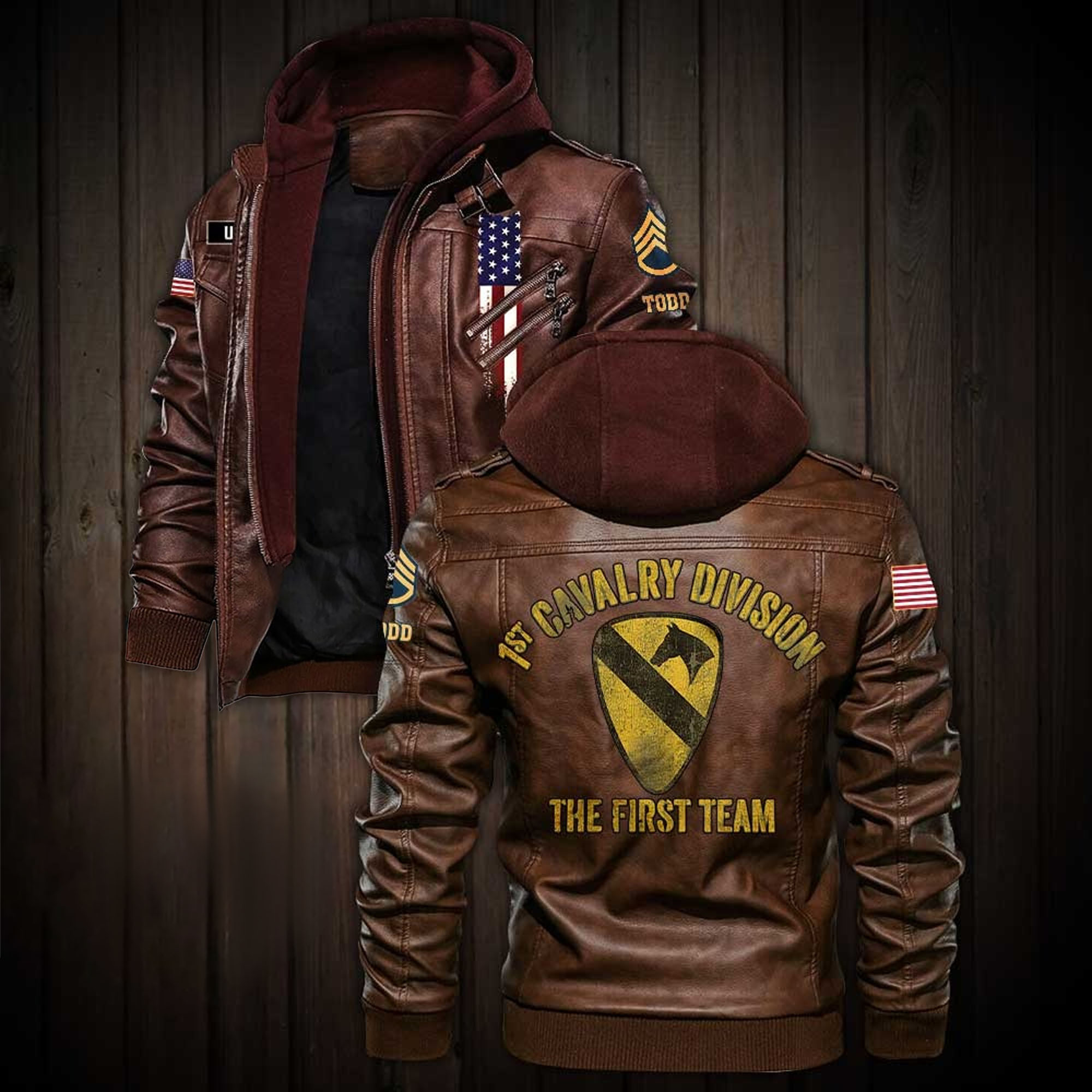 Premium Custom Unit US Army Leather Jacket VPVC702191, Gifts For Army Veteran, Gifts On Father’s Day, Veterans Day