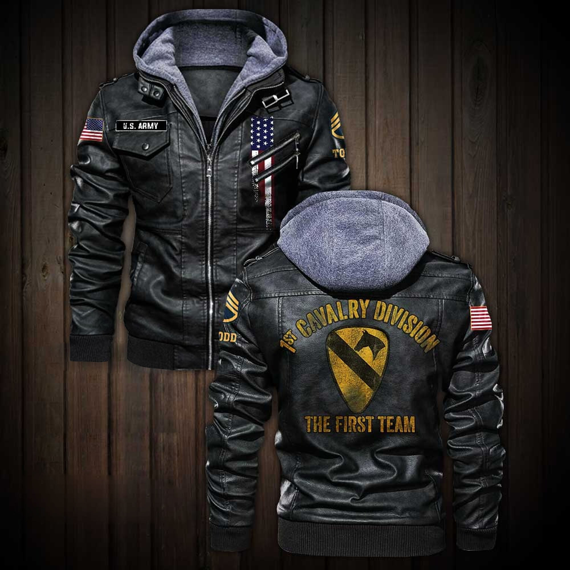Premium Custom Unit US Army Leather Jacket VPVC702192, Gifts For Army Veteran, Gifts On Father’s Day, Veterans Day