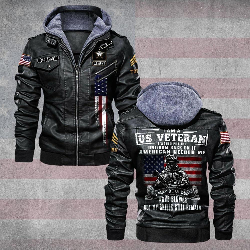 Premium Custom US Army Leather Jacket VPVC702199, Gifts For Army Veteran, Gifts On Father’s Day, Veterans Day