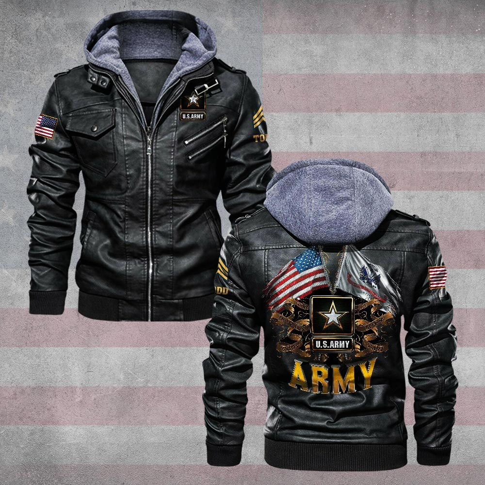 Premium Custom US Army Leather Jacket VPVC702201, Gifts For Army Veteran, Gifts On Father’s Day, Veterans Day