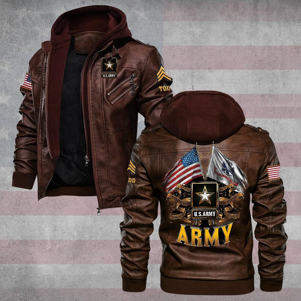 Premium Custom US Army Leather Jacket VPVC702202, Gifts For Army Veteran, Gifts On Father’s Day, Veterans Day