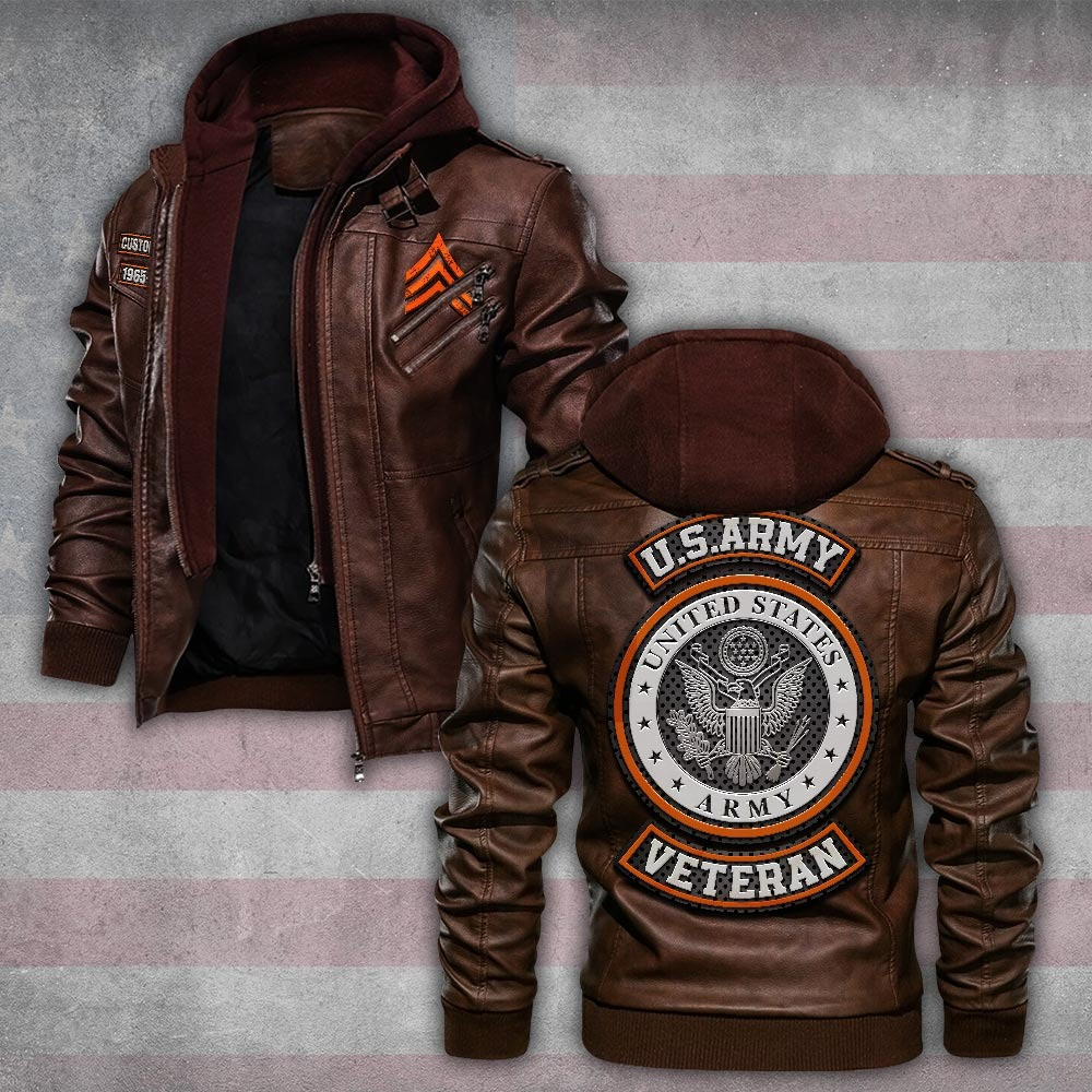 Premium Custom US Army Leather Jacket VPVC702204, Gifts For Army Veteran, Gifts On Father’s Day, Veterans Day
