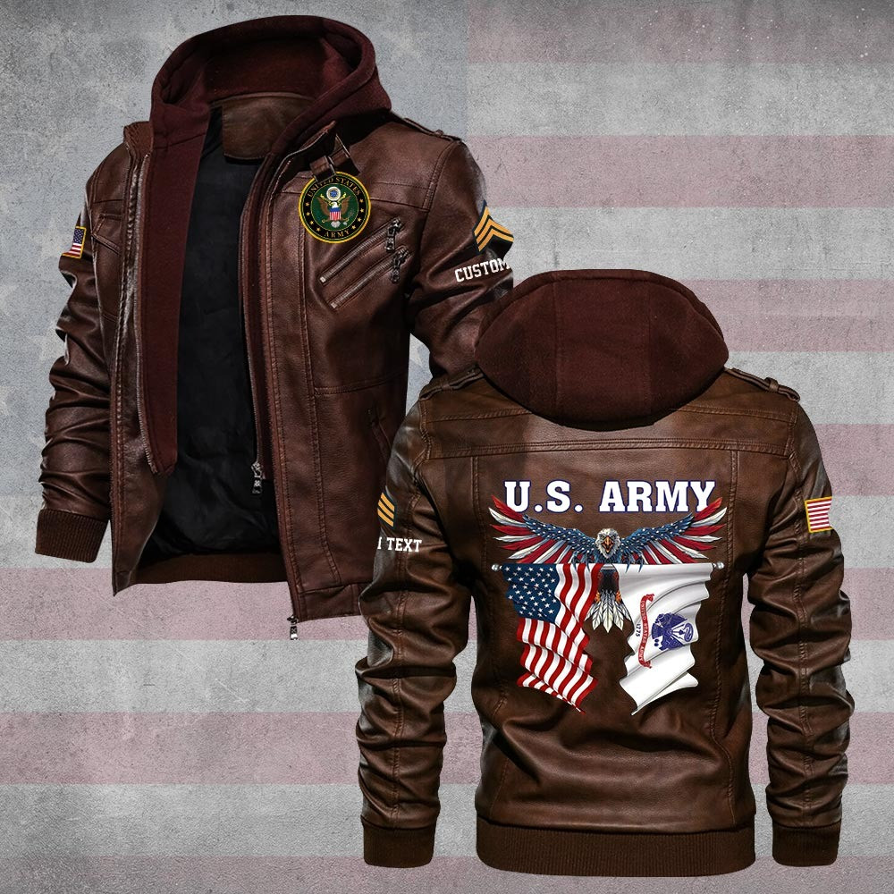 Premium Custom US Army Leather Jacket VPVC702206, Gifts For Army Veteran, Gifts On Father’s Day, Veterans Day
