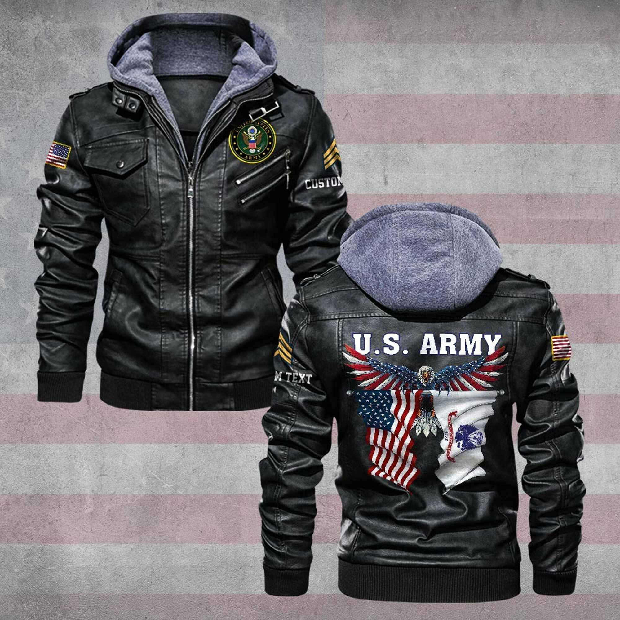 Premium Custom US Army Leather Jacket VPVC702205, Gifts For Army Veteran, Gifts On Father’s Day, Veterans Day