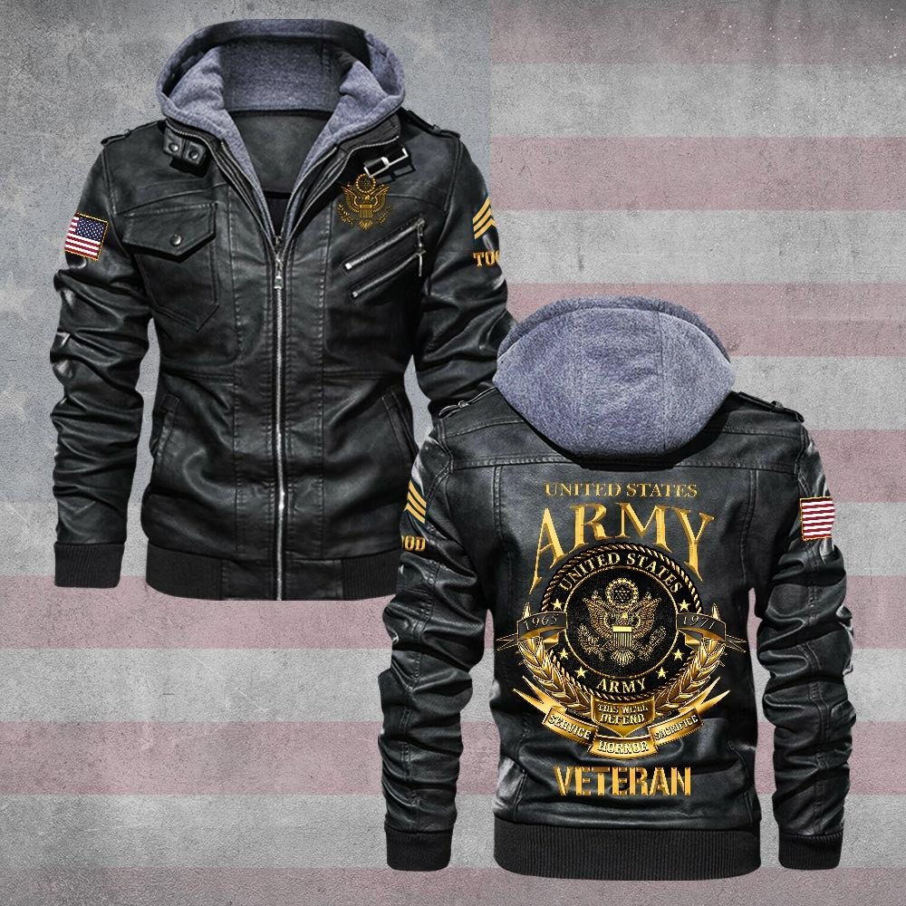 Premium Custom US Army Leather Jacket VPVC702207, Gifts For Army Veteran, Gifts On Father’s Day, Veterans Day