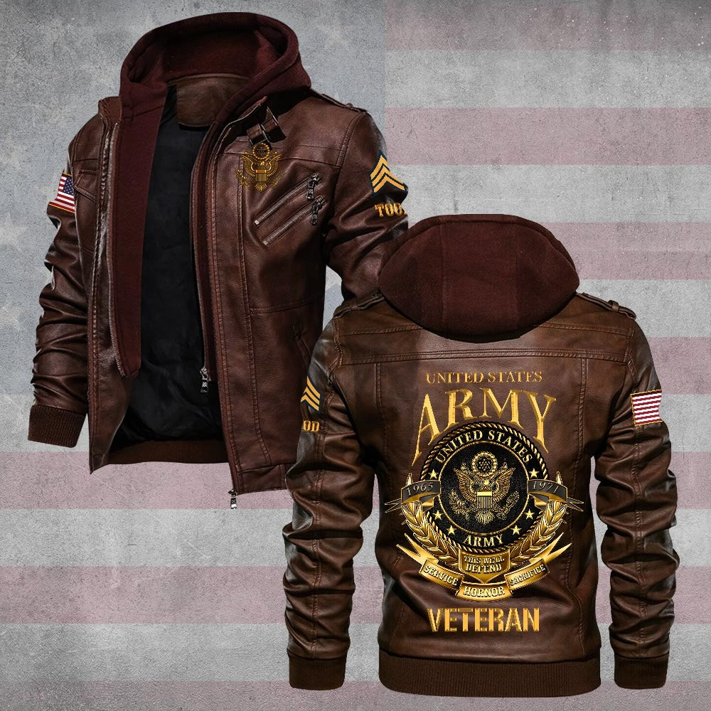 Premium Custom US Army Leather Jacket VPVC702208, Gifts For Army Veteran, Gifts On Father’s Day, Veterans Day
