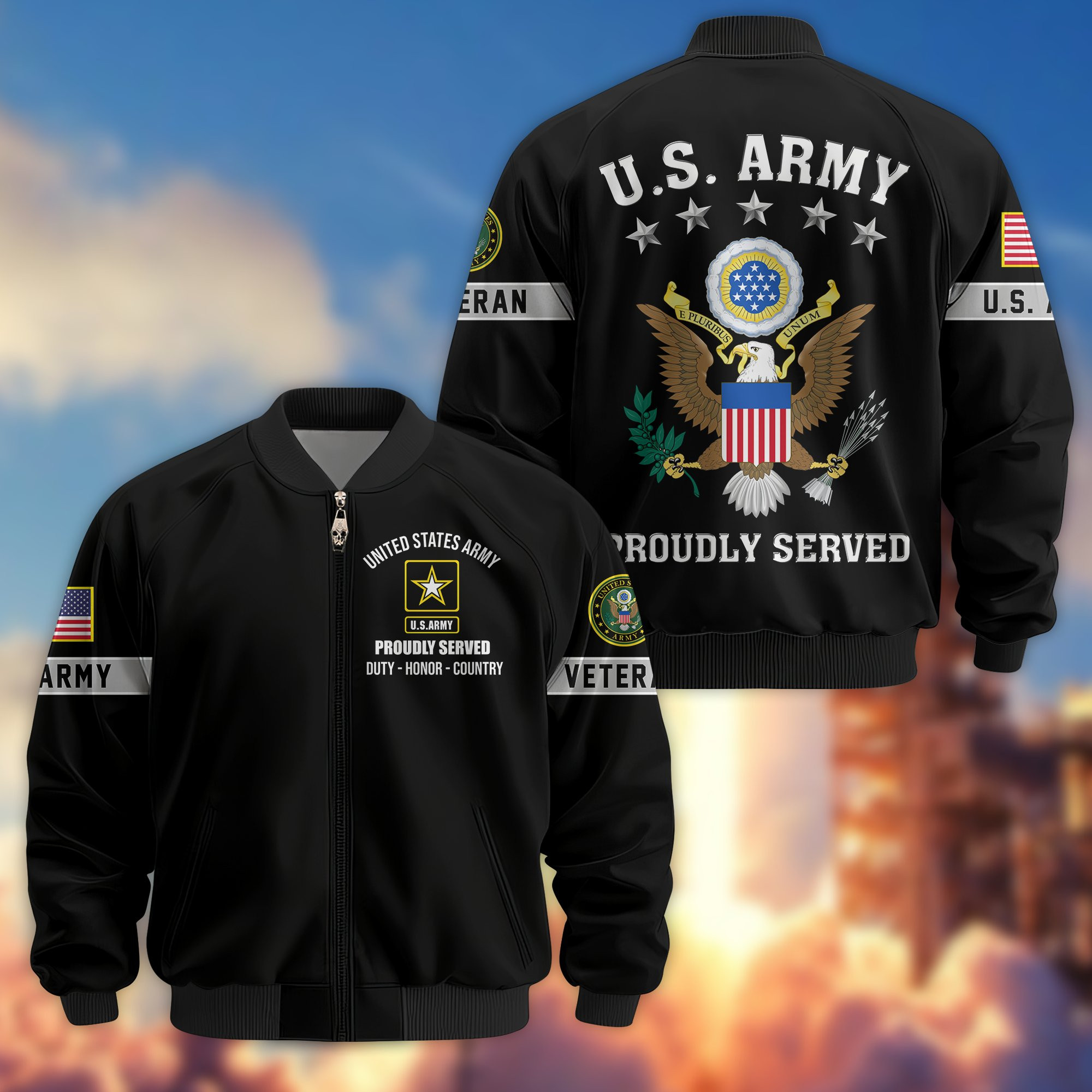 Premium US Veterans Bomber Jacket BPHN190815, Gifts For US Veterans, Gifts On Father’s Day, Veterans Day