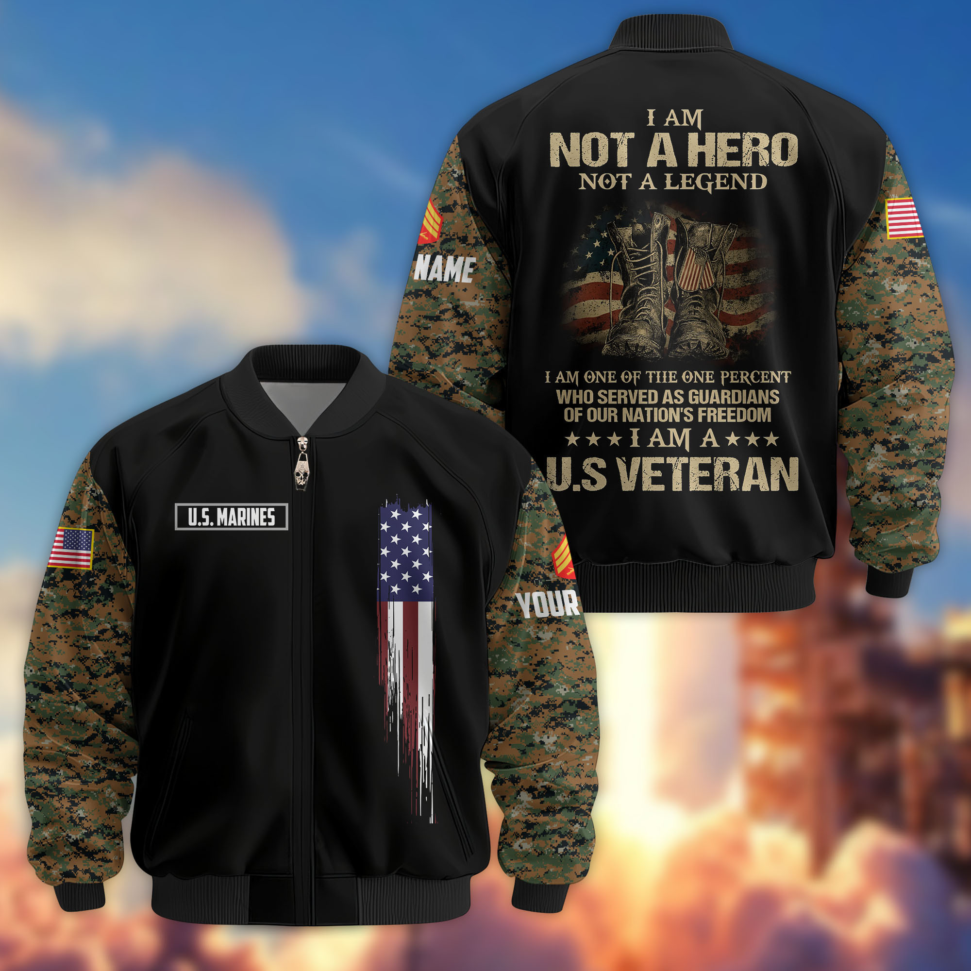 Premium Custom USMC Veteran Bomber Jacket VPVC804203, Gifts For US Marine Veteran, Gifts On Father’s Day, Veterans Day