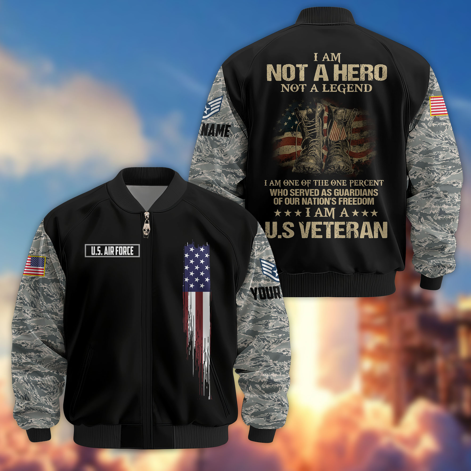 Premium Custom USAF Veteran Bomber Jacket VPVC804204, Gifts For US Air Force Veteran, Gifts On Father’s Day, Veterans Day