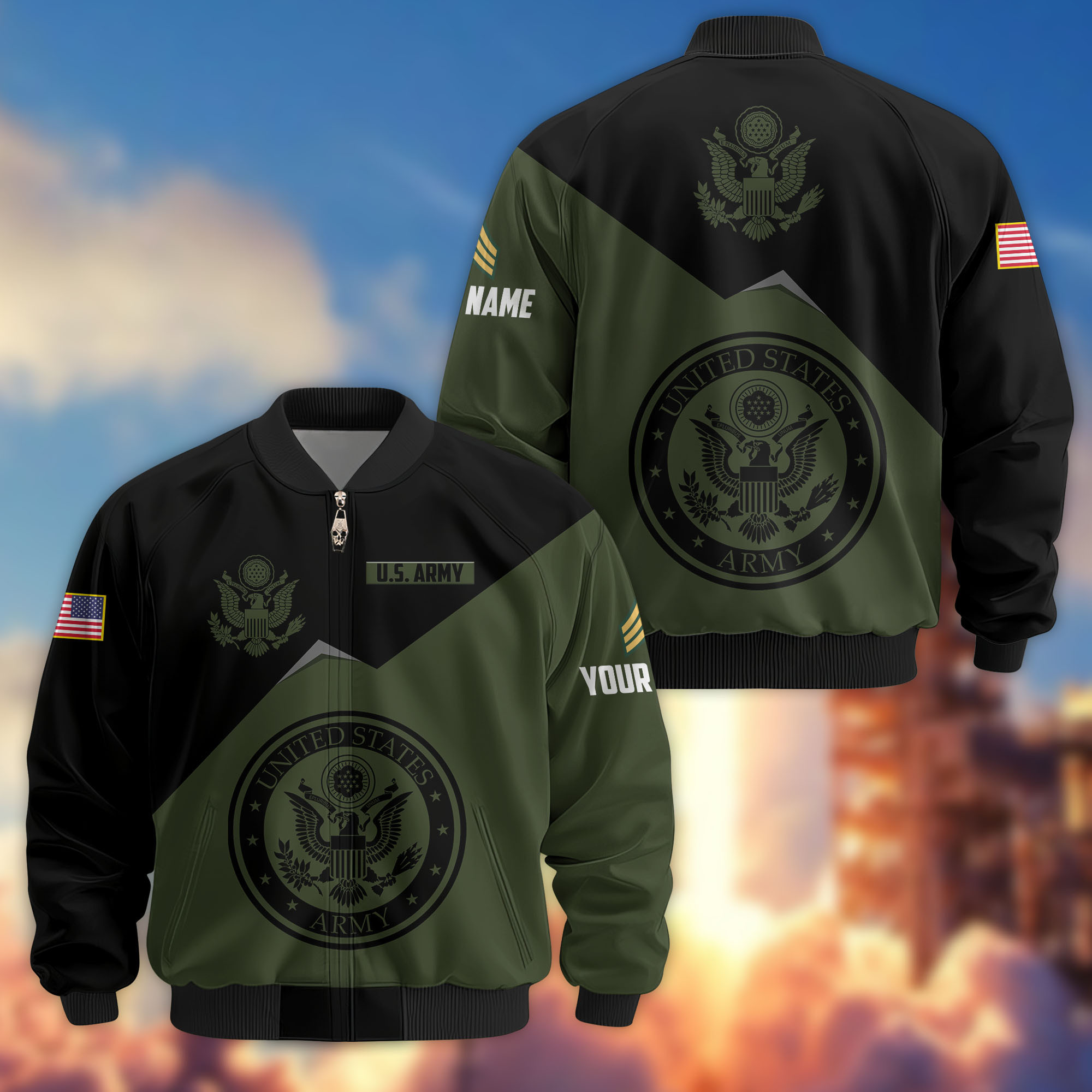 Premium Custom US Army Veteran Bomber Jacket VPVC804301, Gifts For US Army Veteran, Gifts On Father’s Day, Veterans Day