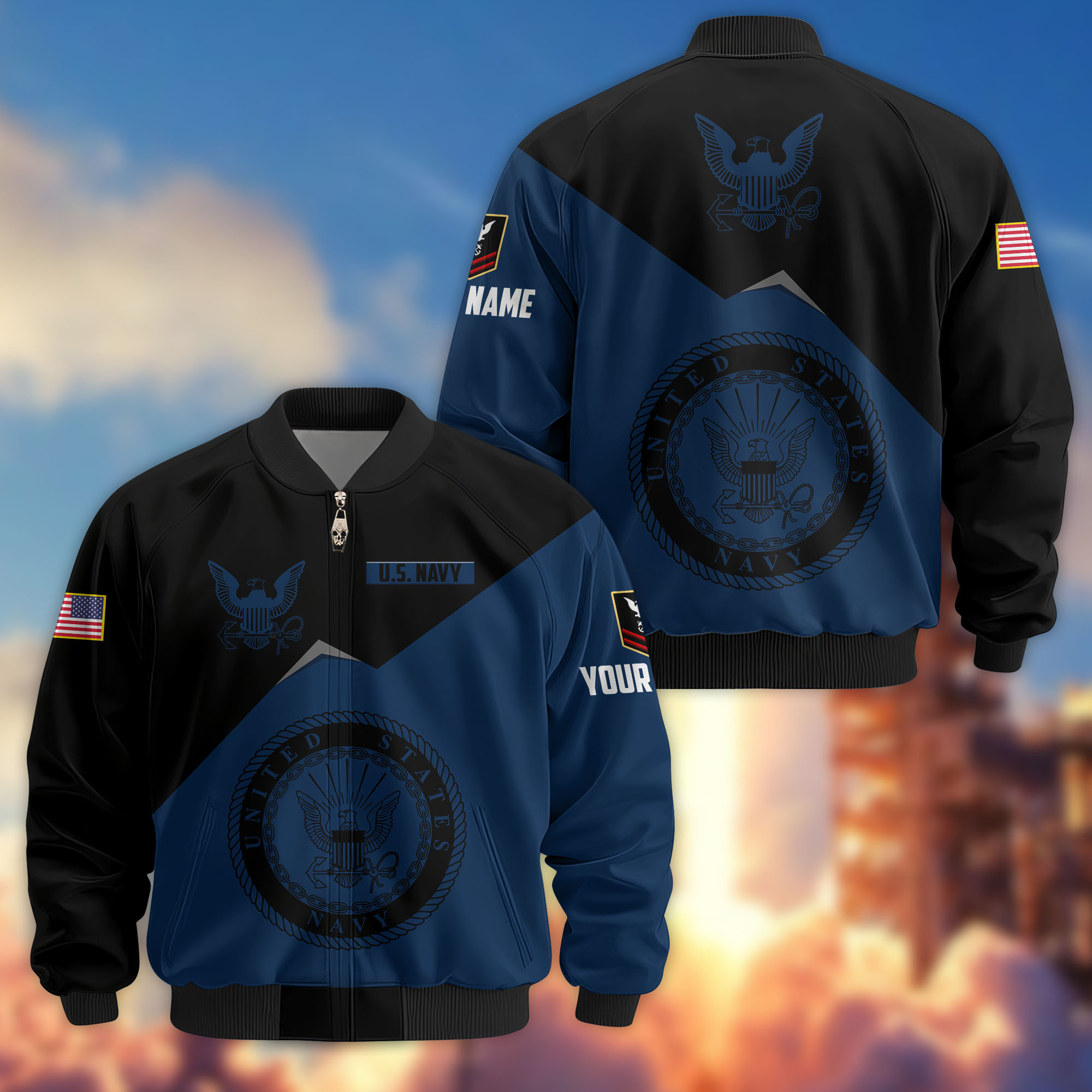 Premium Custom US Navy Veteran Bomber Jacket VPVC804302, Gifts For US Navy Veteran, Gifts On Father’s Day, Veterans Day
