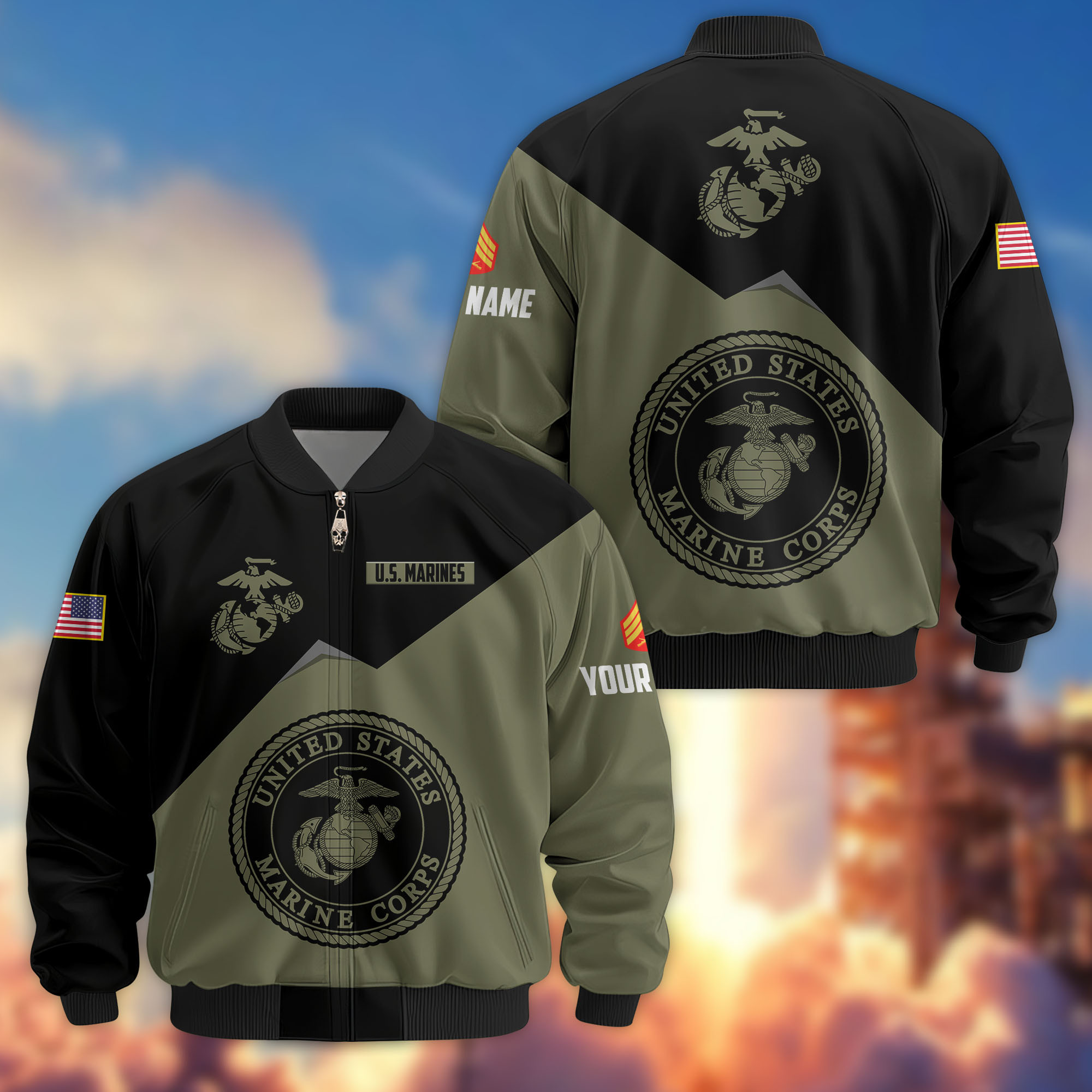 Premium Custom USMC Veteran Bomber Jacket VPVC804311, Gifts For US Marine Veteran, Gifts On Father’s Day, Veterans Day