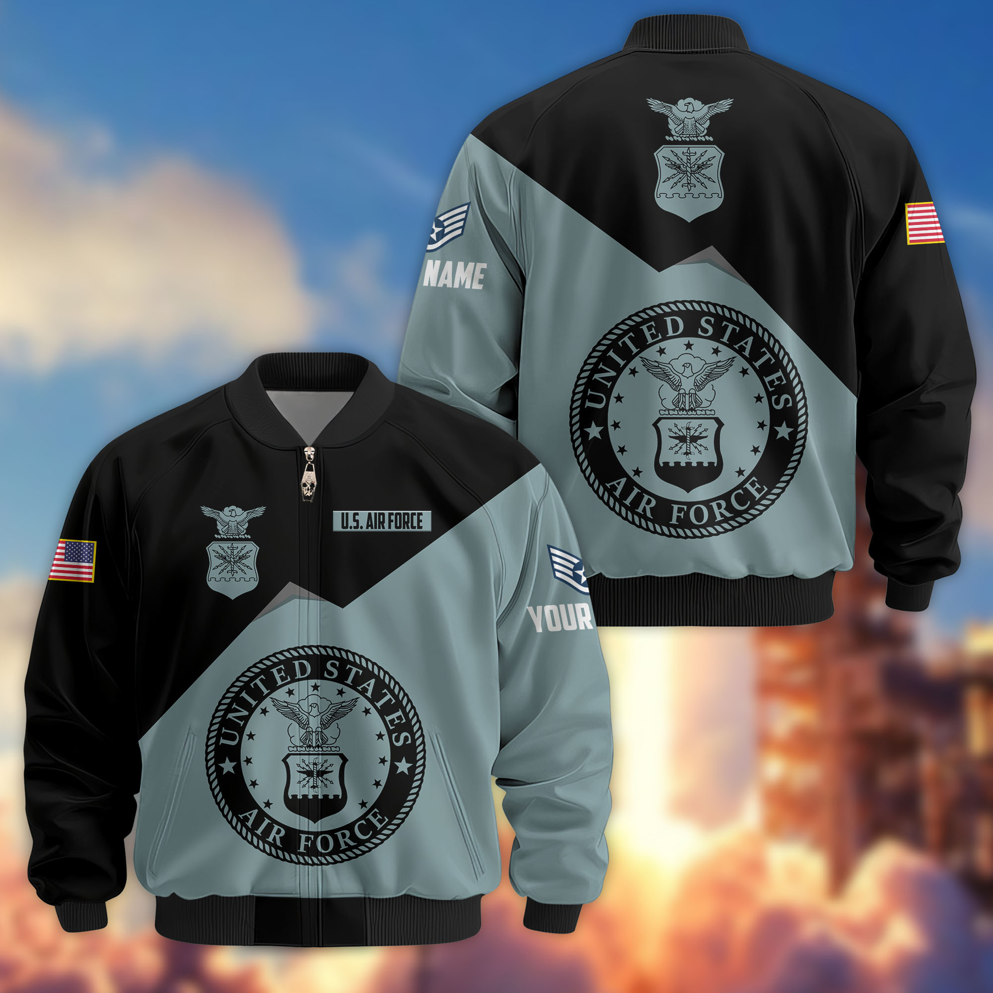 Premium Custom USAF Veteran Bomber Jacket VPVC804304, Gifts For US Air Force Veteran, Gifts On Father’s Day, Veterans Day