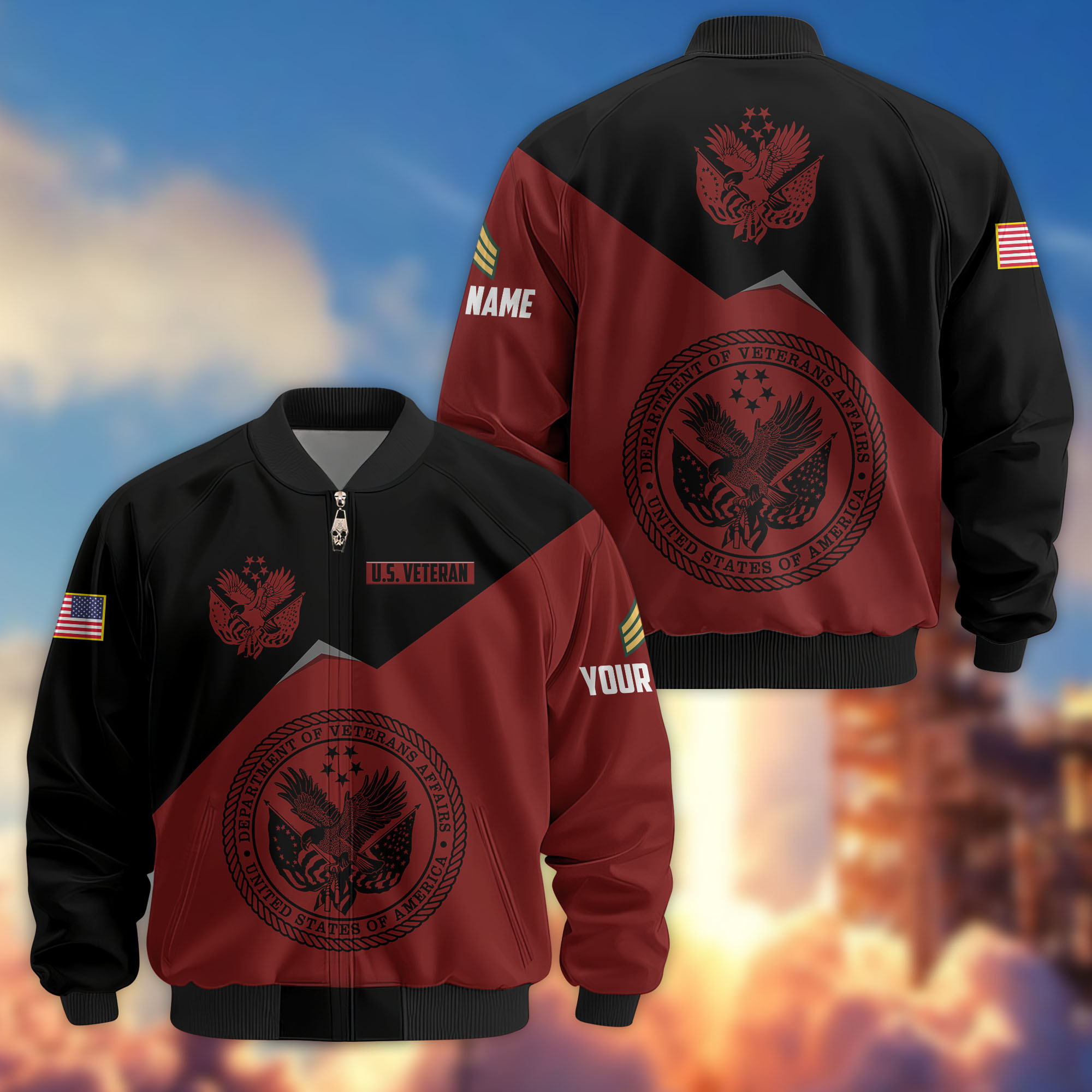 Premium Custom US Veteran Bomber Jacket VPVC804307, Gifts For US Veteran, Gifts On Father’s Day, Veterans Day