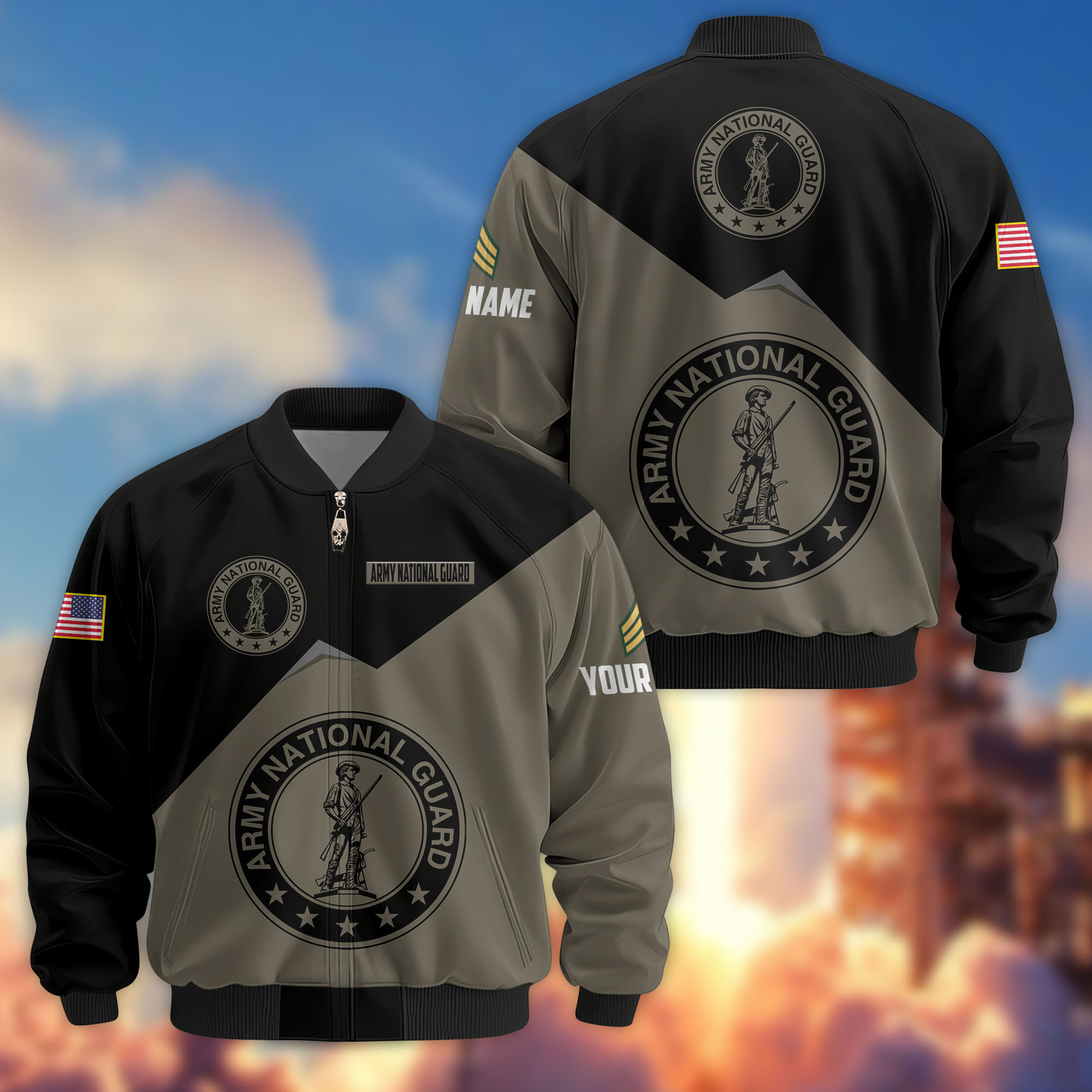 Premium Custom US Army National Guard Veteran Bomber Jacket VPVC804308, Gifts For Army National Guard Veteran, Gifts On Father’s Day, Veterans Day