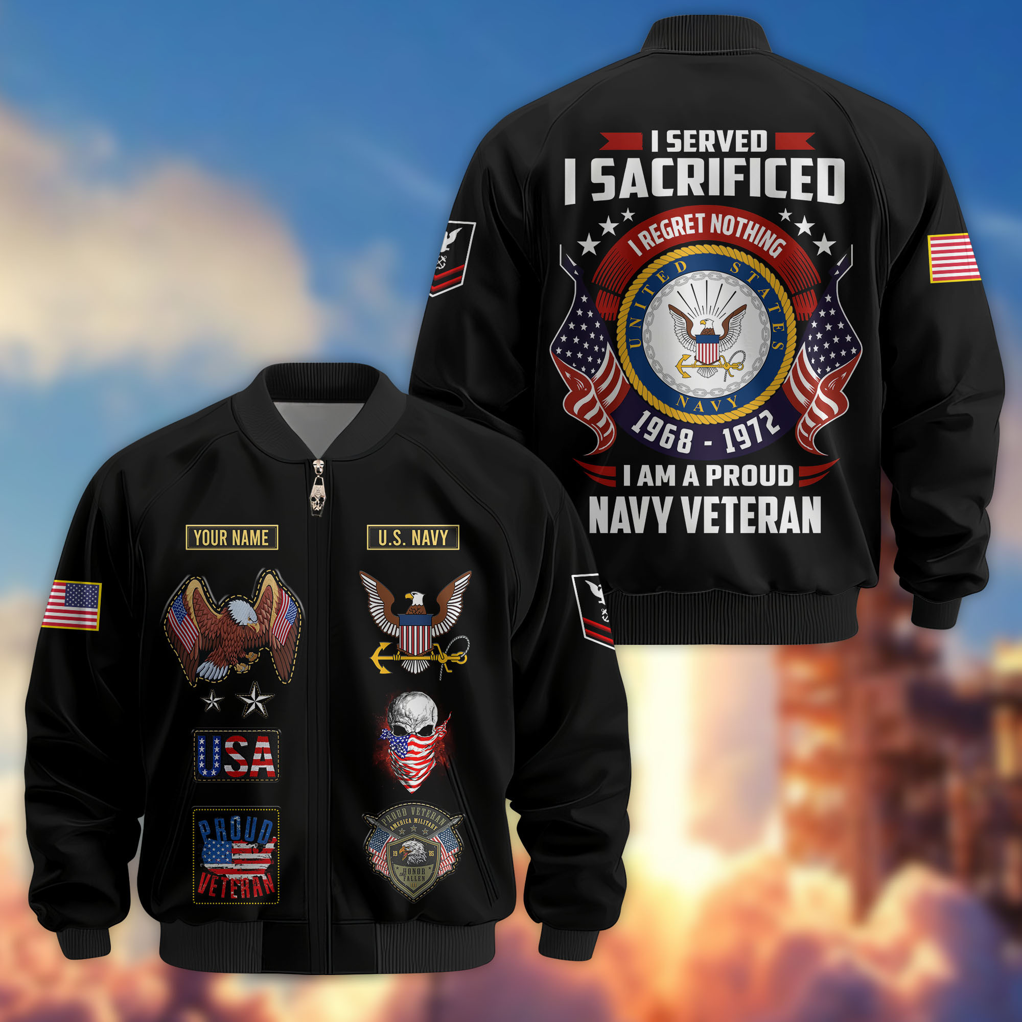 Premium Custom US Navy Veteran Bomber Jacket VPVC804402, Gifts For US Navy Veteran, Gifts On Father’s Day, Veterans Day