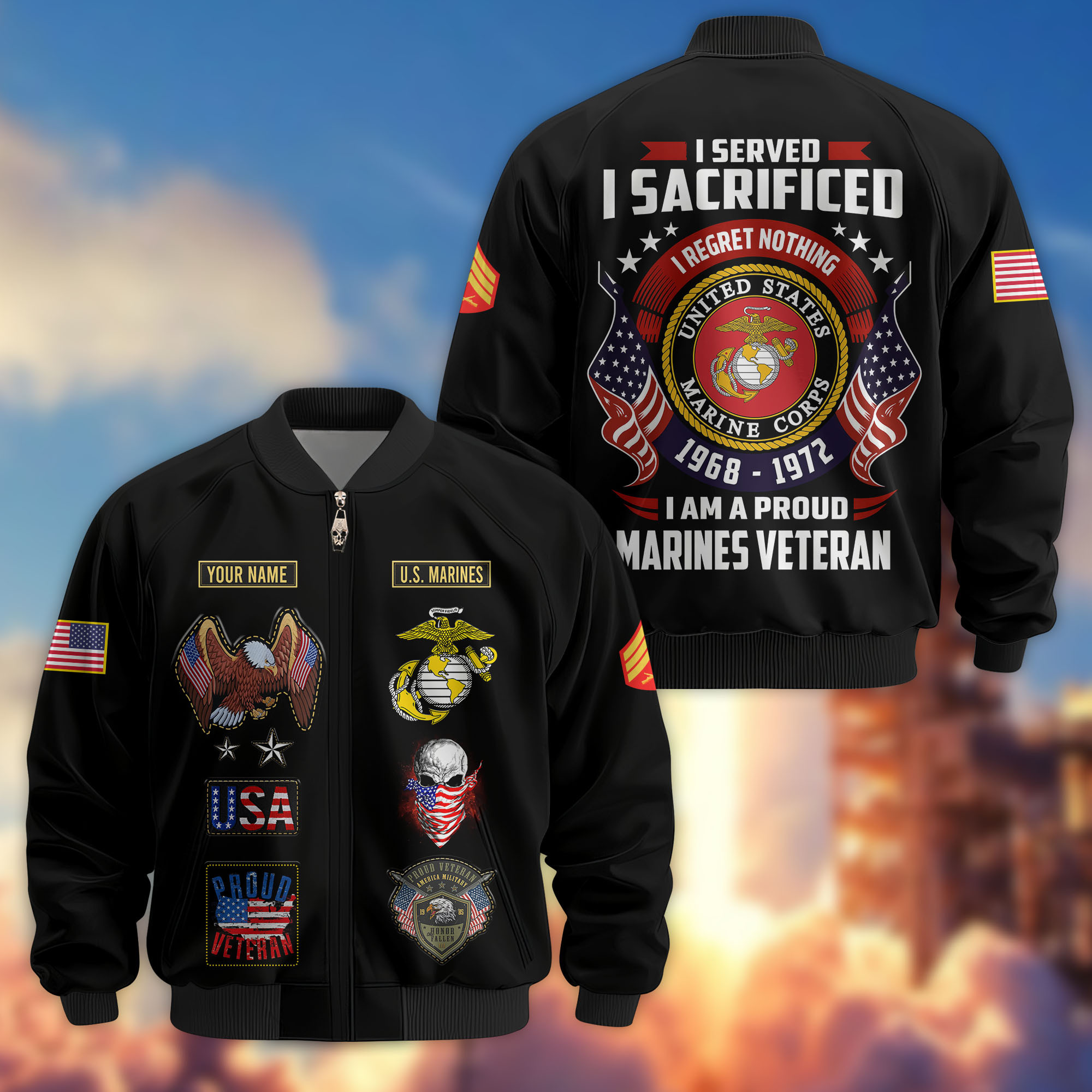 Premium Custom USMC Veteran Bomber Jacket VPVC804403, Gifts For US Marine Veteran, Gifts On Father’s Day, Veterans Day