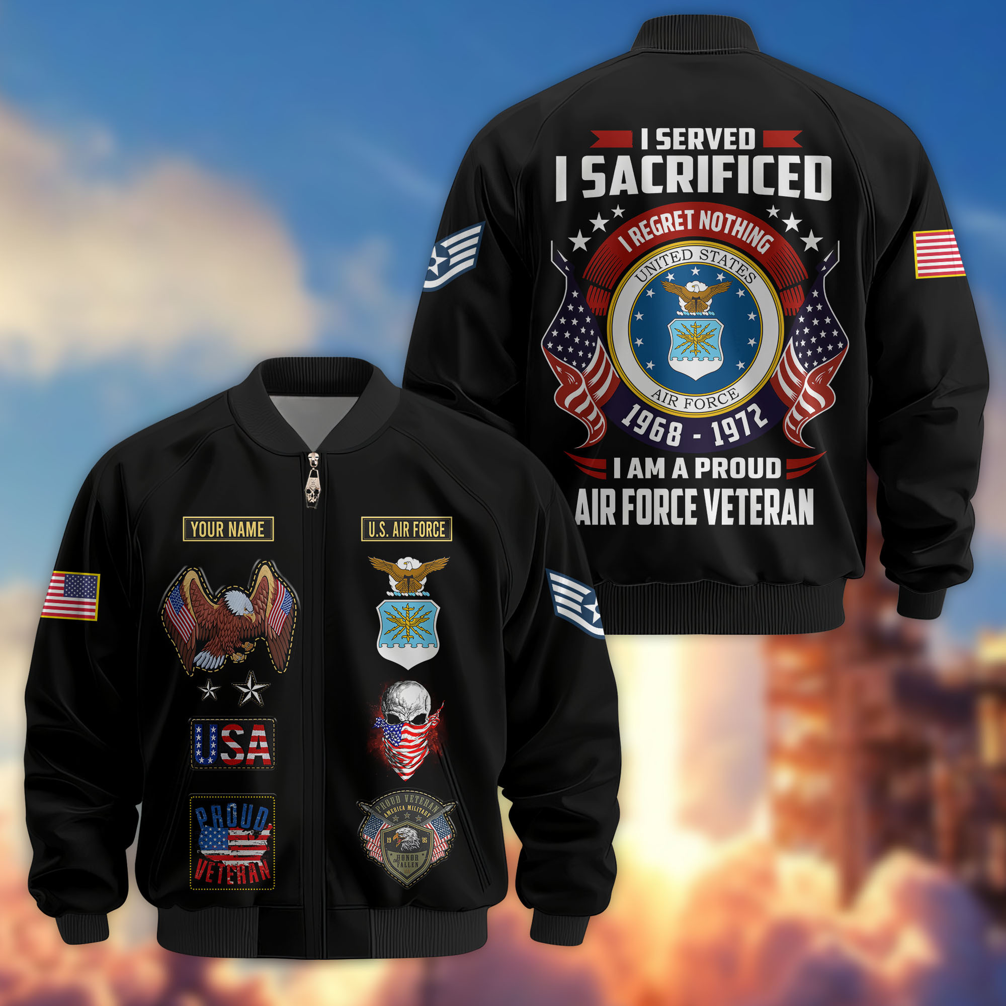 Premium Custom USAF Veteran Bomber Jacket VPVC804404, Gifts For US Air Force Veteran, Gifts On Father’s Day, Veterans Day