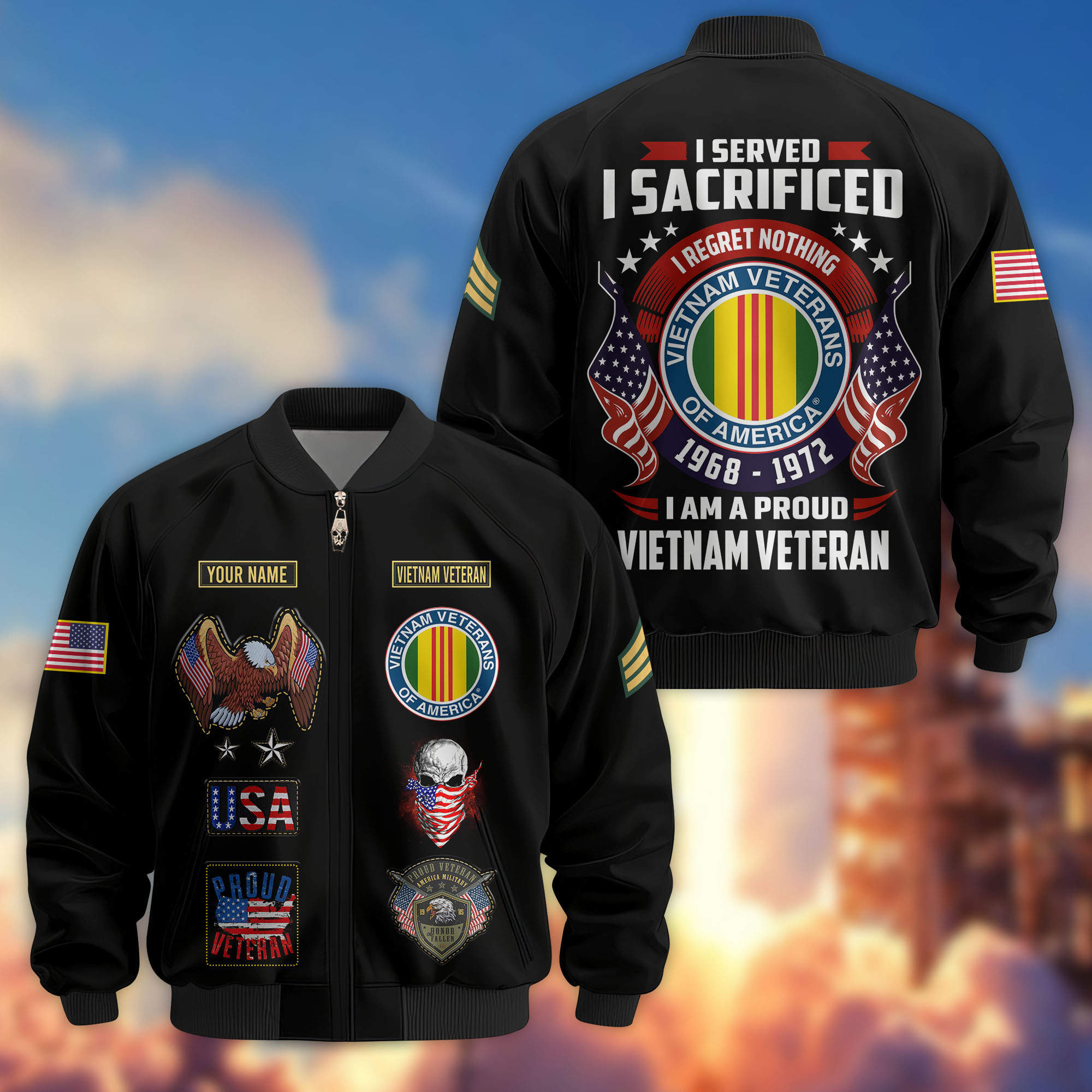 Premium Custom Vietnam Veteran Bomber Jacket VPVC804406, Gifts For Vietnam Veteran, Gifts On Father’s Day, Veterans Day
