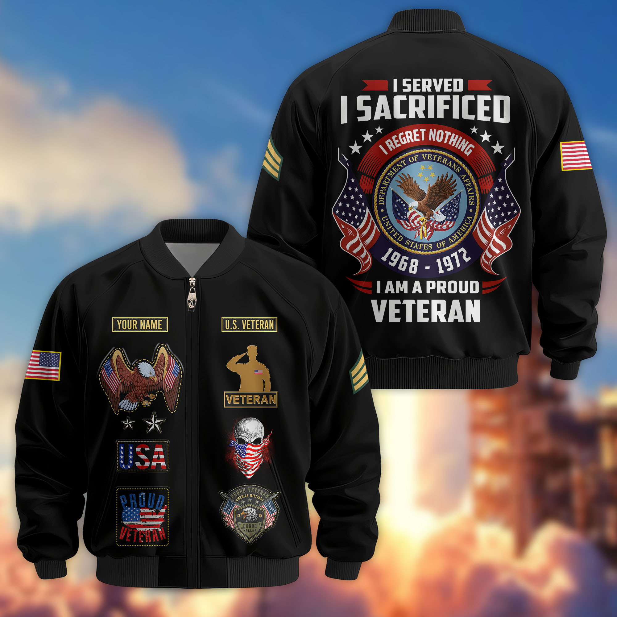 Premium Custom US Veteran Bomber Jacket VPVC804407, Gifts For US Veteran, Gifts On Father’s Day, Veterans Day