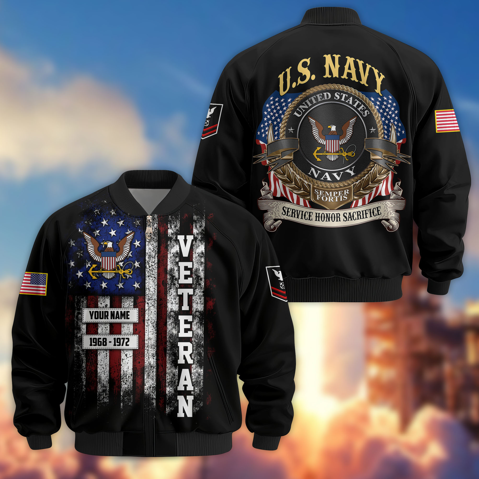 Premium Custom US Navy Veteran Bomber Jacket VPVC804502, Gifts For US Navy Veteran, Gifts On Father’s Day, Veterans Day