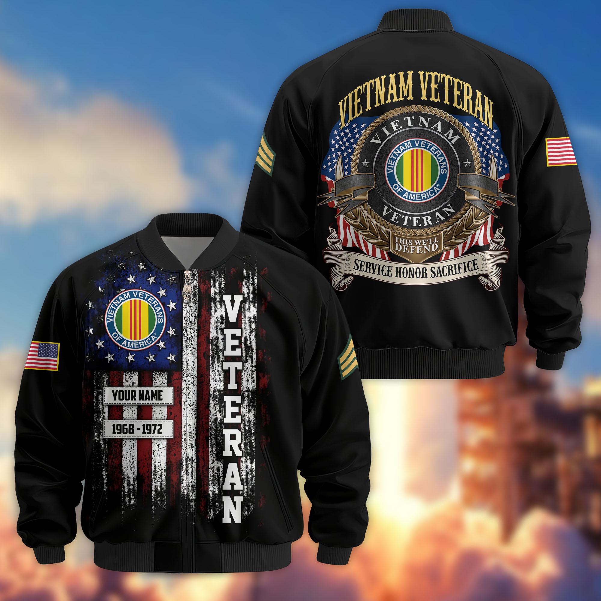 Premium Custom Vietnam Veteran Bomber Jacket VPVC804506, Gifts For Vietnam Veteran, Gifts On Father’s Day, Veterans Day