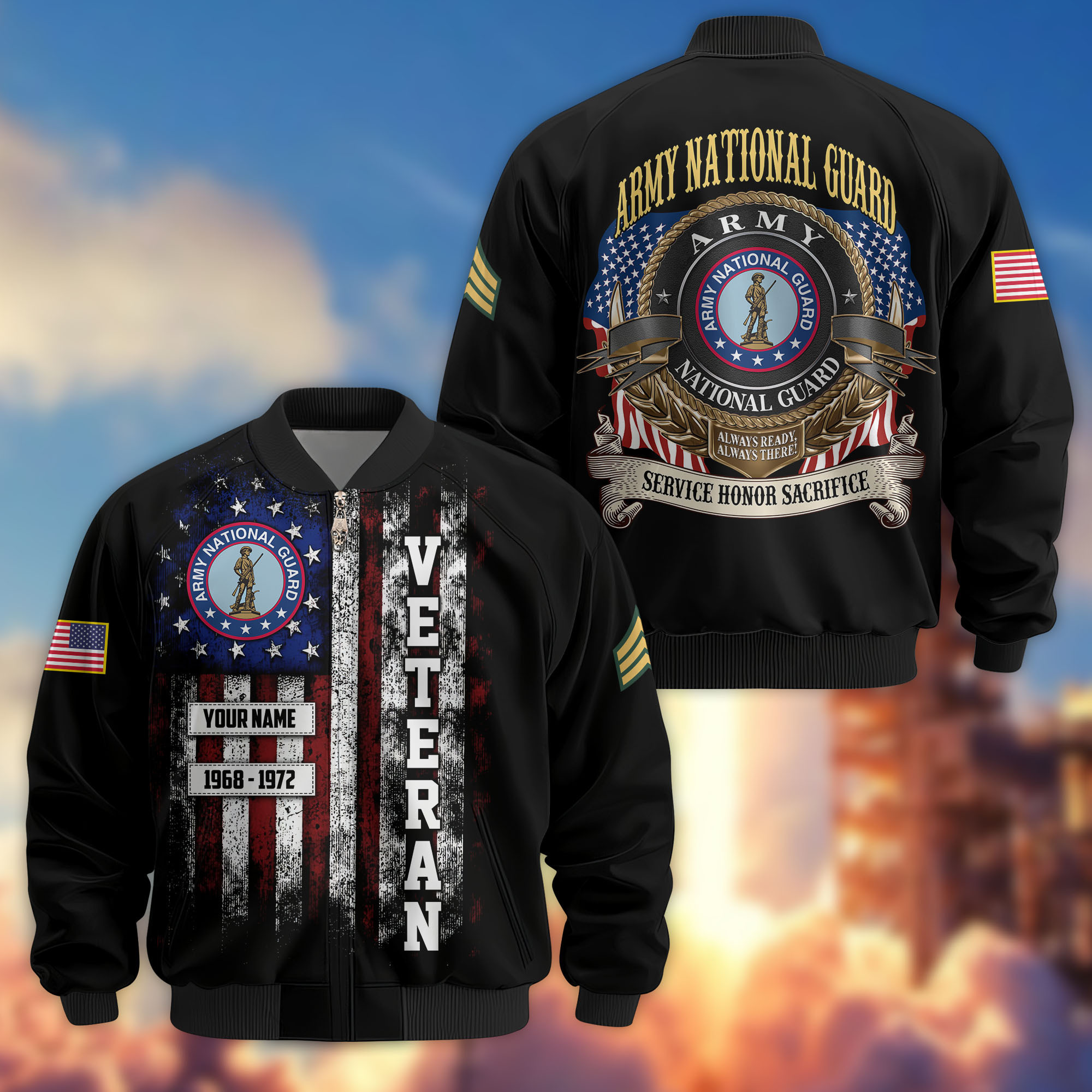 Premium Custom US Army National Guard Veteran Bomber Jacket VPVC804508, Gifts For Army National Guard Veteran, Gifts On Father’s Day, Veterans Day